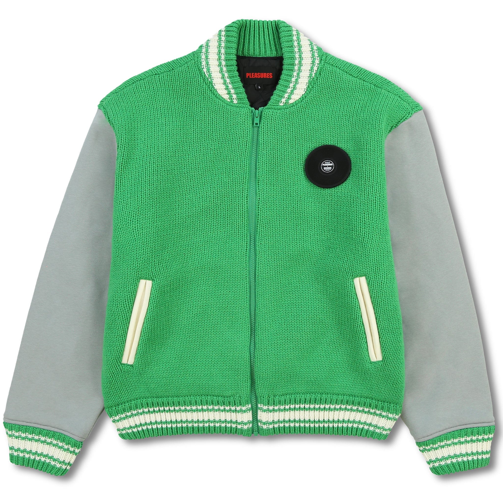 Pleasures SMOKE KNITTED VARSITY JACKET
