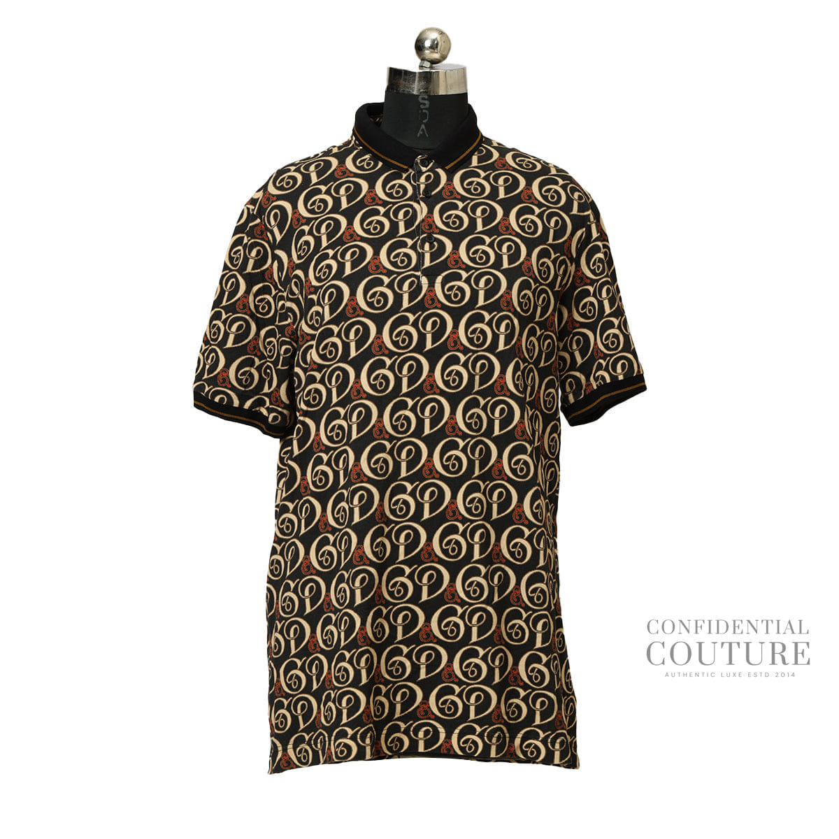 Dolce & Gabbana DG Logo Black Polo Neck T-Shirt IT 54 | XXL