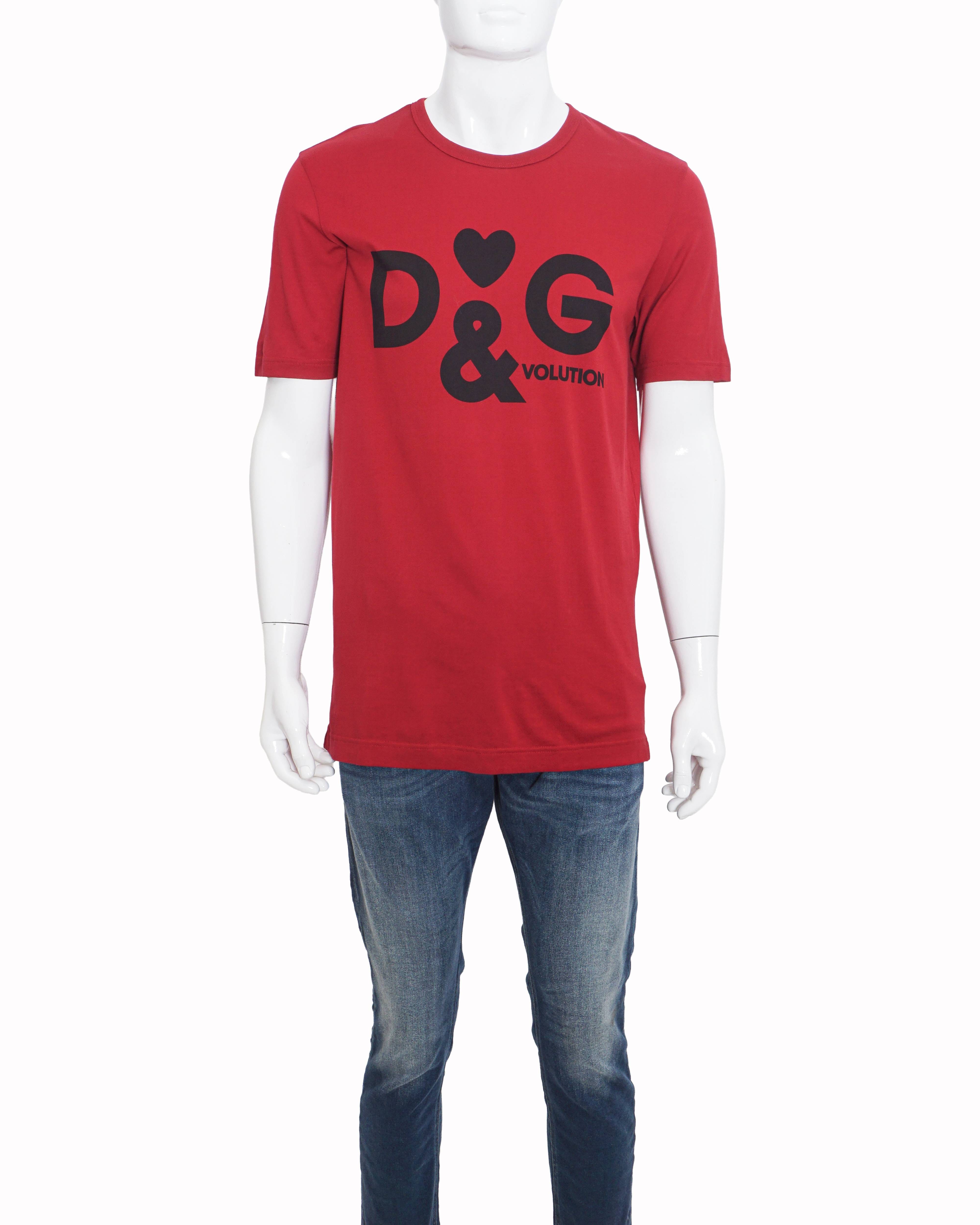 Dolce & Gabbana Red D&G Volution Heart Men's T - Shirt