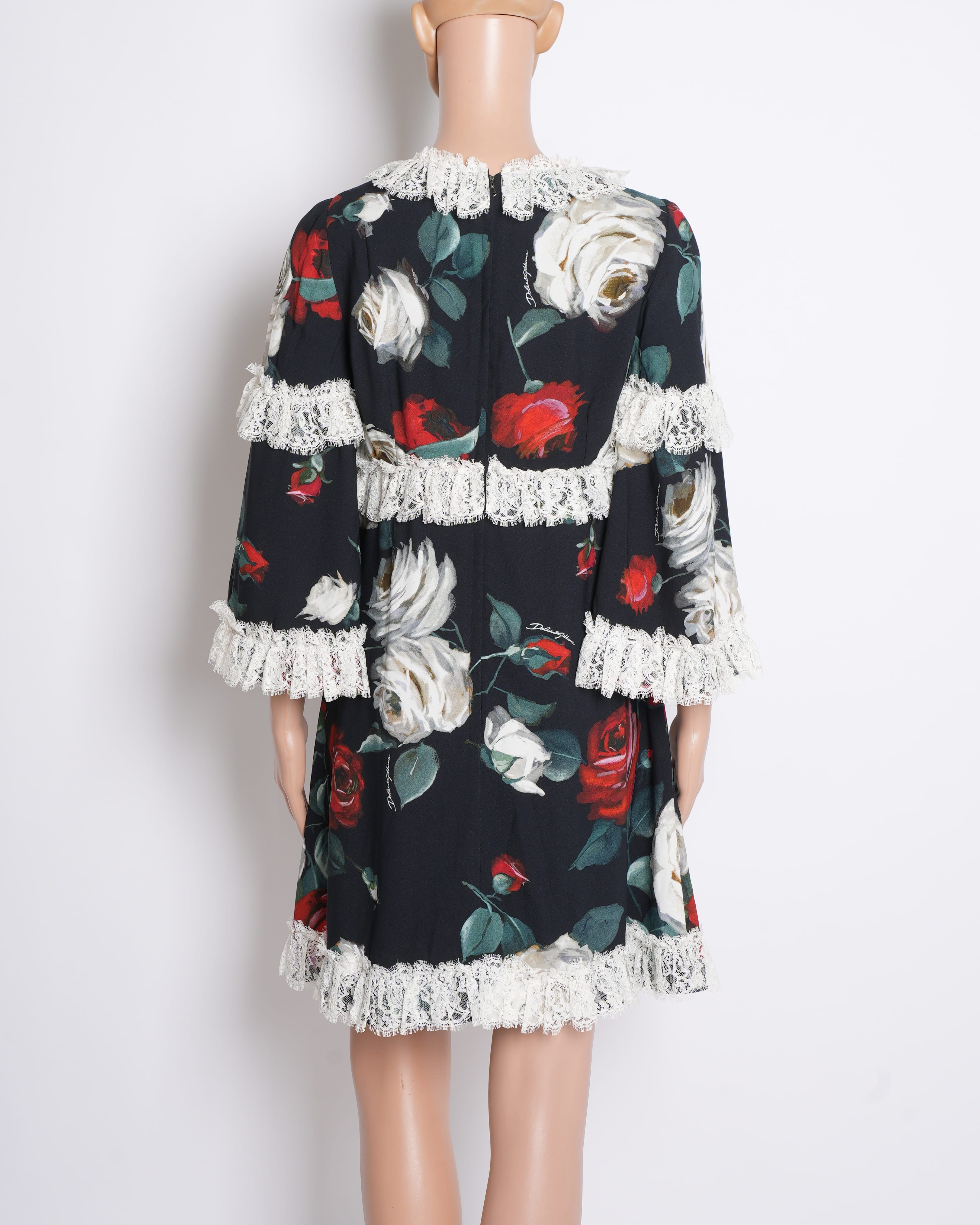 Dolce & Gabbana Lace Layered Mini Dress in Black