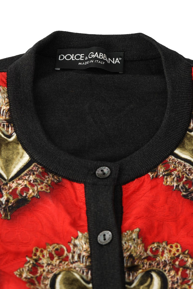 Dolce & Gabbana Size - 46/Xl Orange Embossed Pattern Knit Cardigan