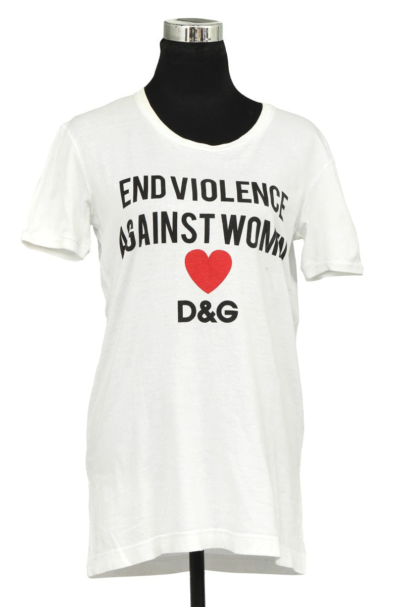 Dolce & Gabbana Size M White Heart Statement Graphic T - Shirt
