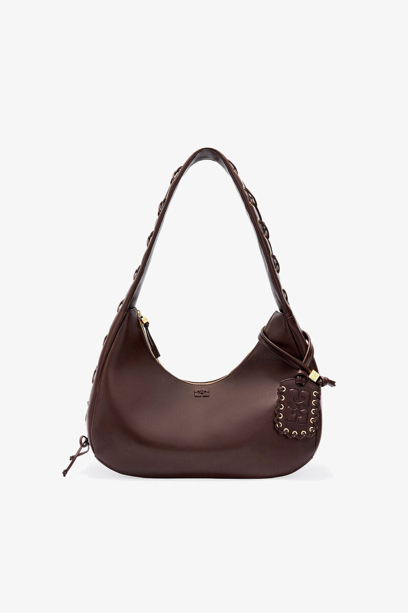 Ganni Chocolate Torte Brown Medium Laces Hobo Bag