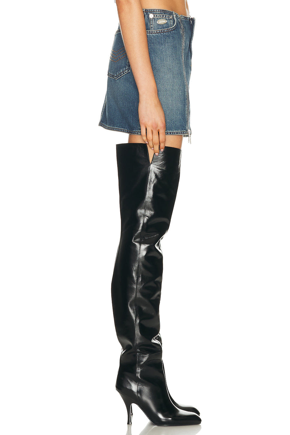 Jean Paul Gaultier Front Zipped Denim Mini Skirt