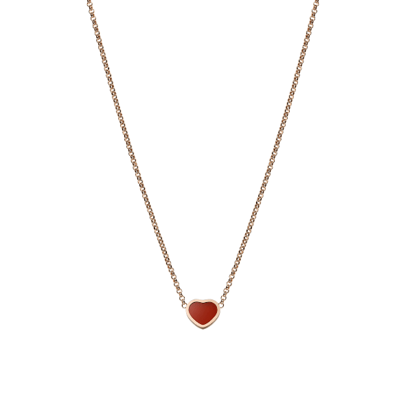 Chopard 18k Rose Gold Carnelian Happy Hearts Pendant - 81A086 - 5801