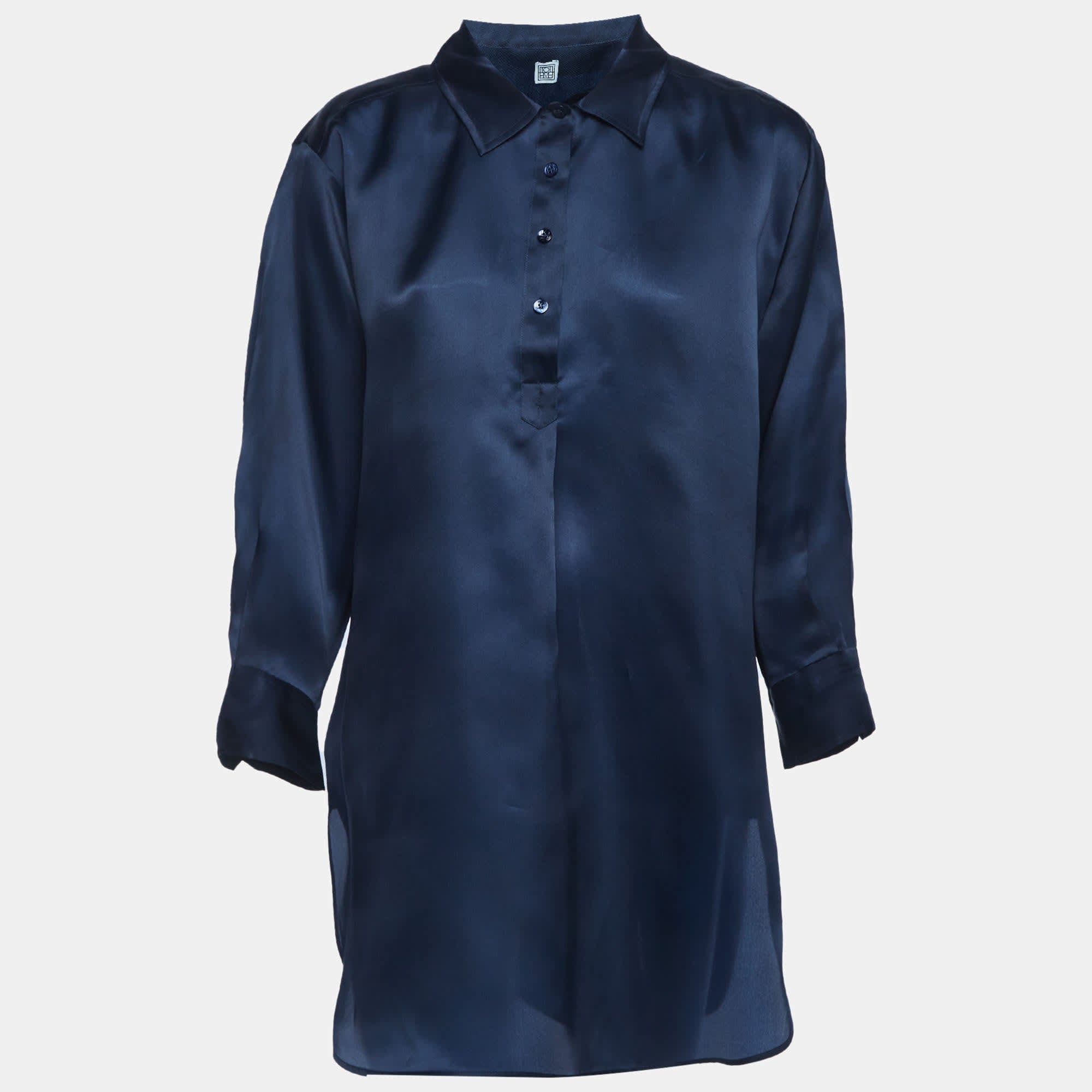 Toteme Navy Blue Silk Oversized Tunic
