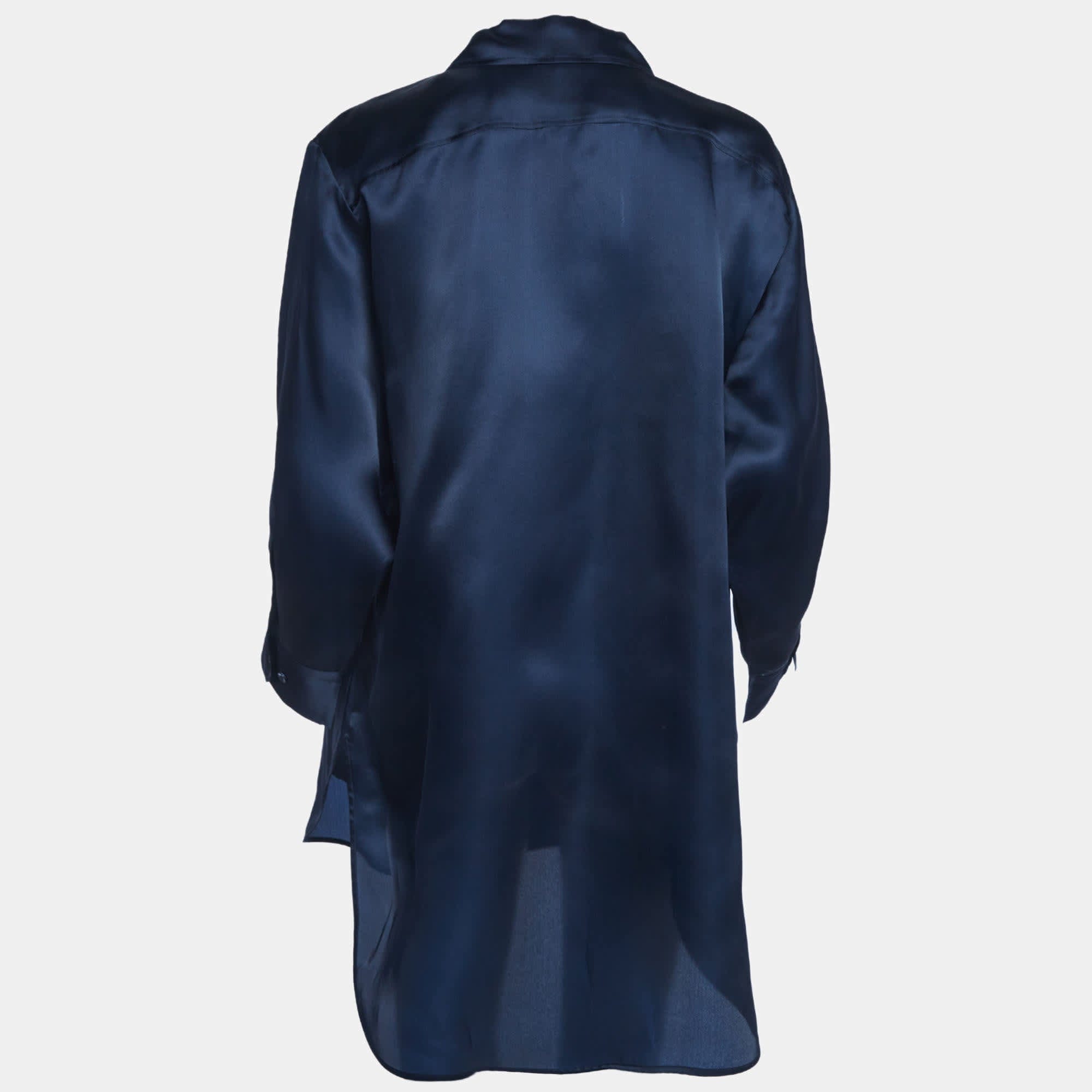 Toteme Navy Blue Silk Oversized Tunic