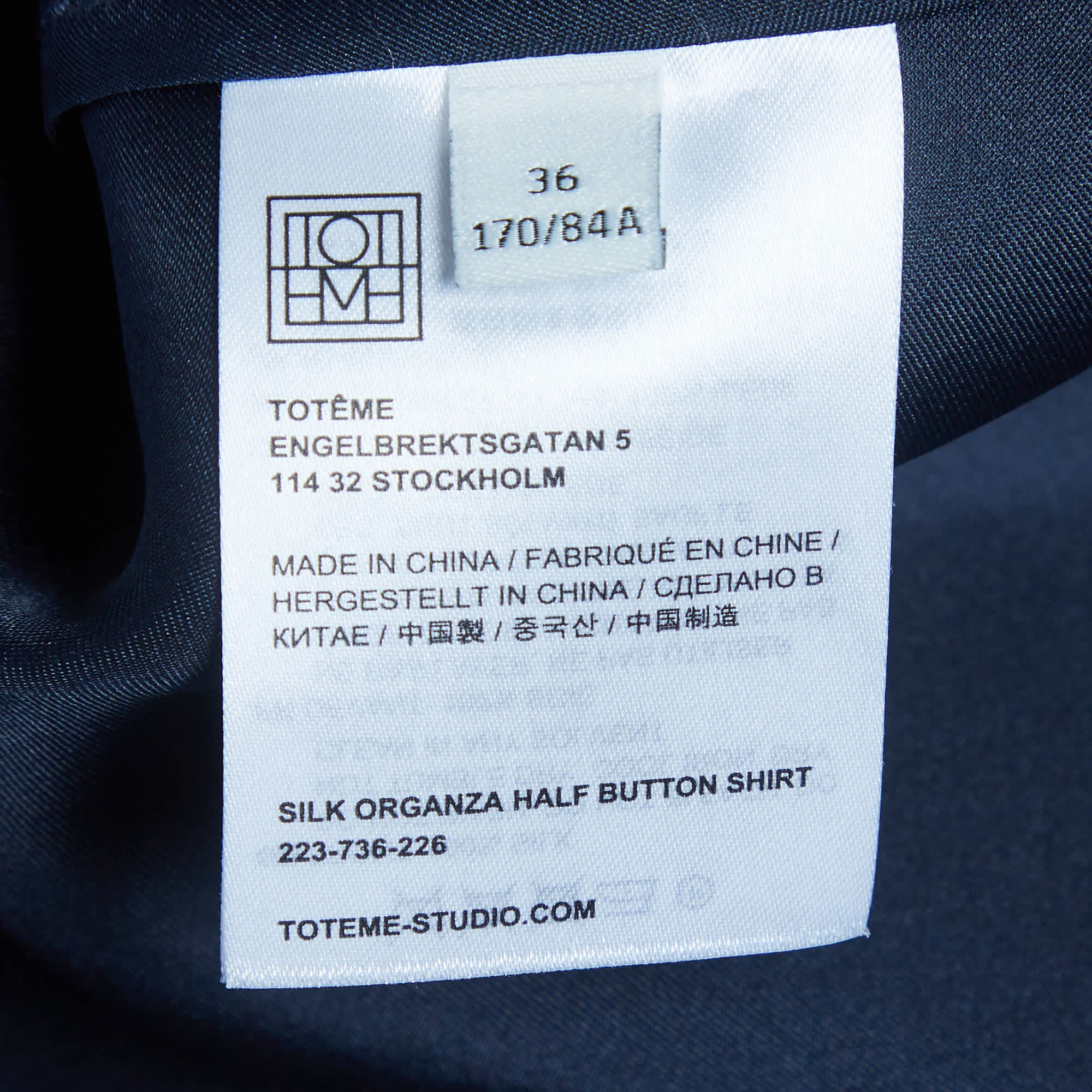 Toteme Navy Blue Silk Oversized Tunic