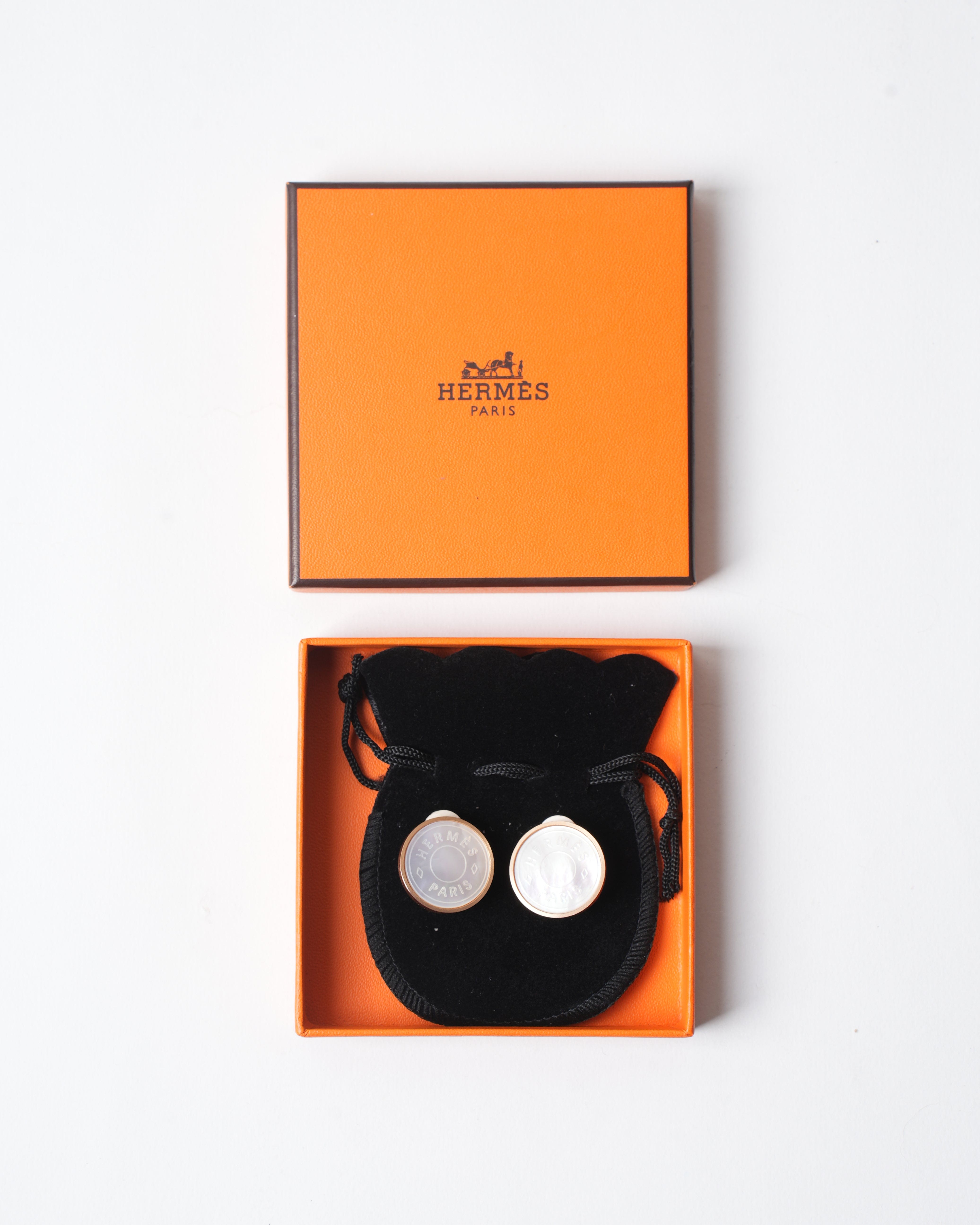 Hermès Vintage Hermes Gold Plated Enamel Earrings