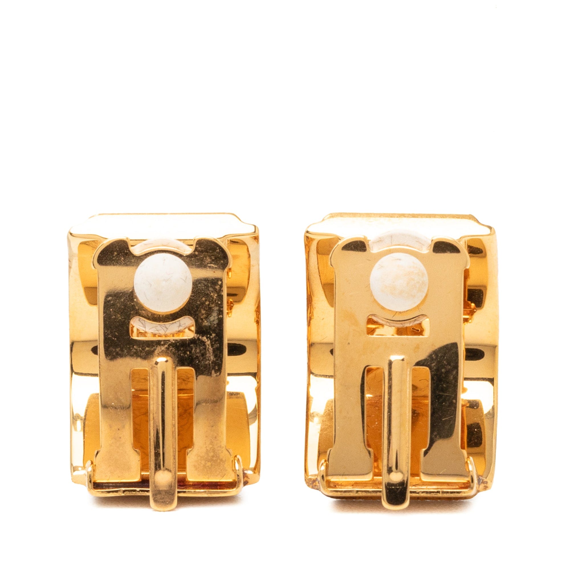 Hermès Gold Plated Enamel Cloisonne Clip On Earrings