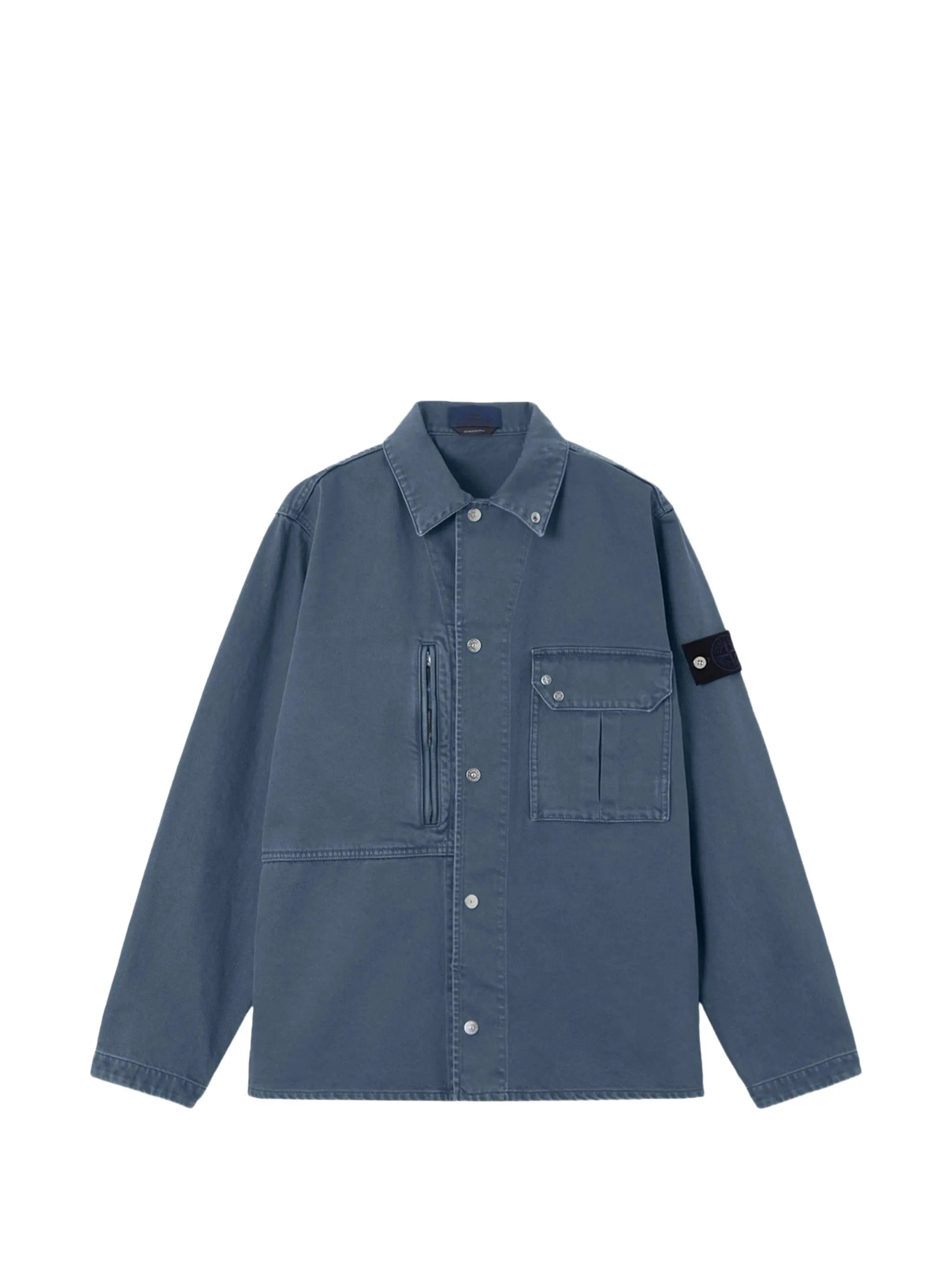 Stone Island zipped pocket cotton shirt