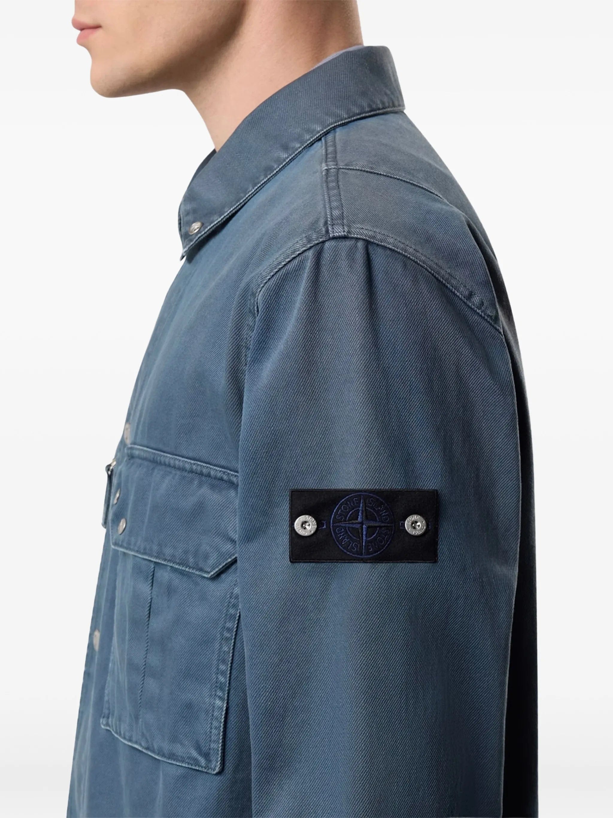 Stone Island zipped pocket cotton shirt