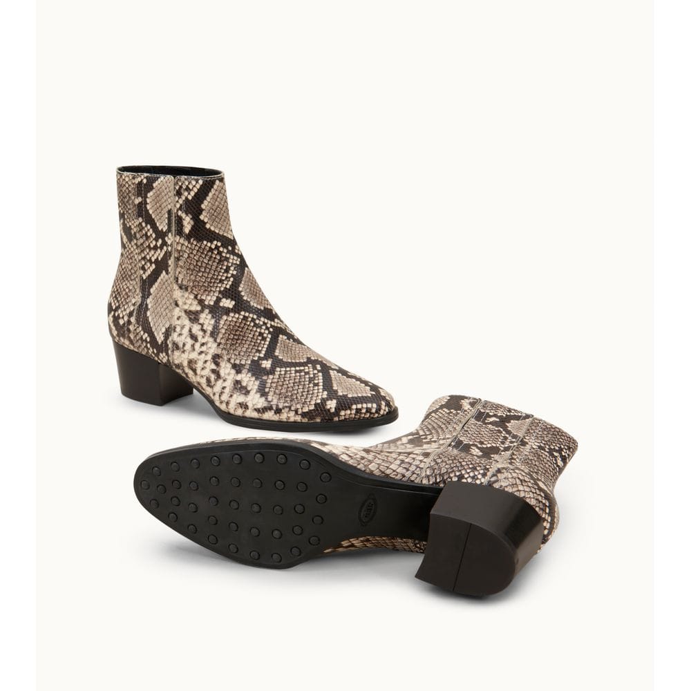 Tod's Tods Ankle Boots In Leather Black Beige Womens