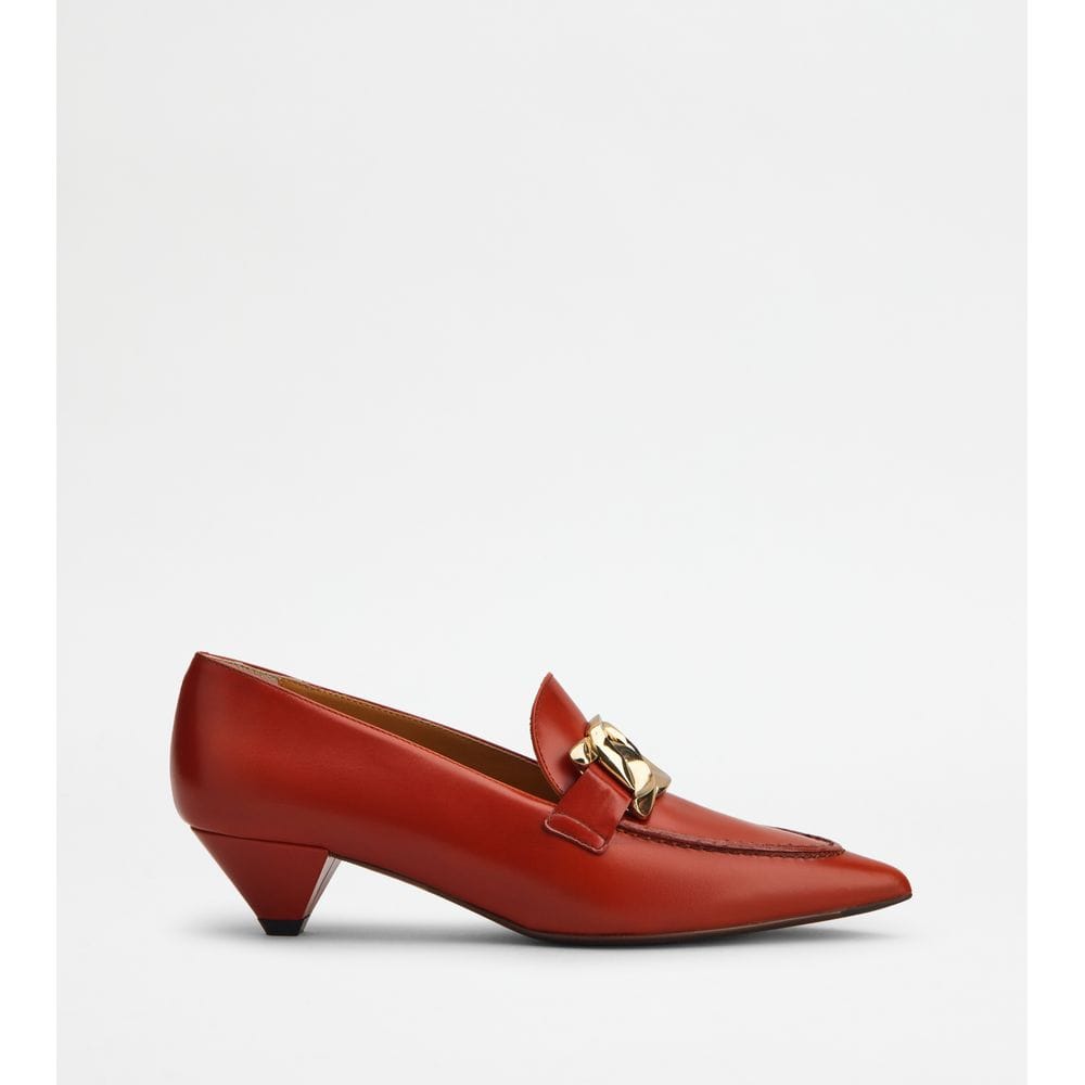Tod's Tods Heeled Loafers In Leather Brown Womens