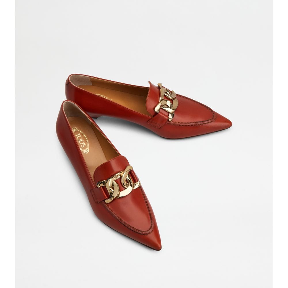 Tod's Tods Heeled Loafers In Leather Brown Womens