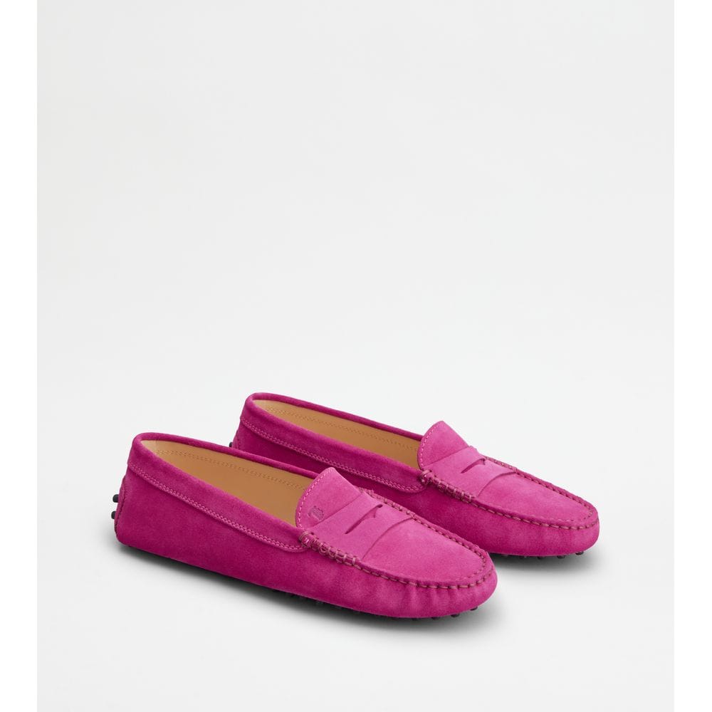 Tod's Tods Gommino Driving Shoes In Suede Pink Womens