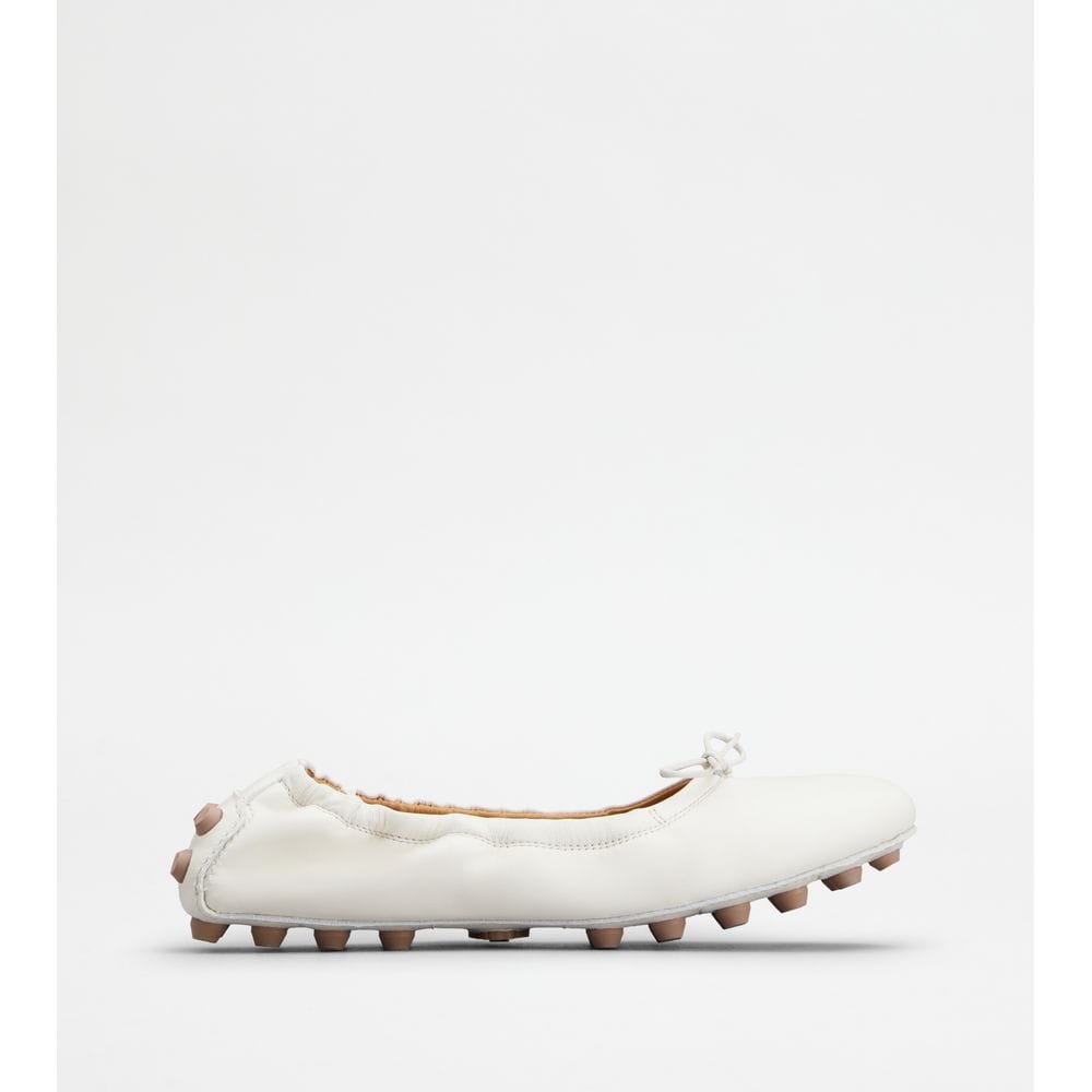 Tod's Tods Bubble Ballerinas In Leather White Womens