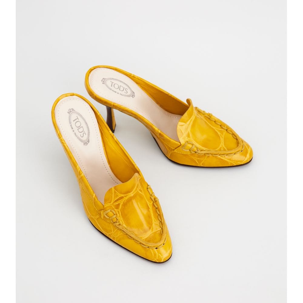 Tod's Tods Spiga Mules In Leather Yellow Womens