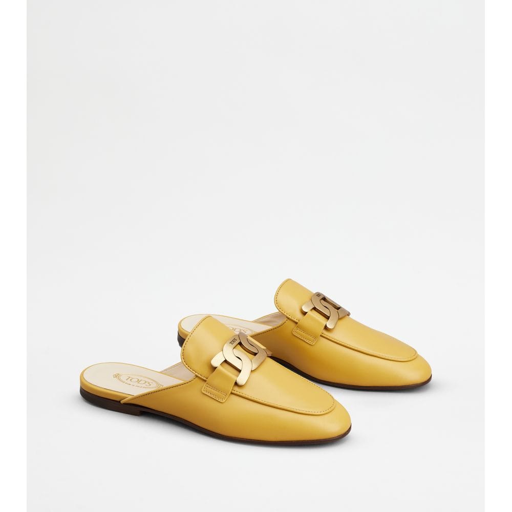 Tod's Tods Mules In Leather Yellow Womens