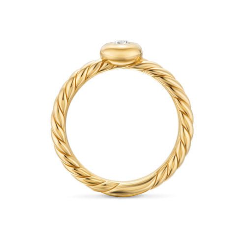 David Yurman Petite Cable Ring in 18K Yellow Gold with Center Diamond, 2.8 mm, Size 6