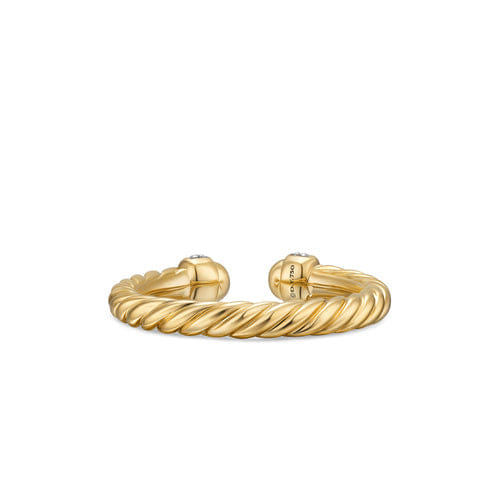 David Yurman Cable Band Open Ring in 18K Yellow Gold with Diamonds, 2.8 mm, Size 7
