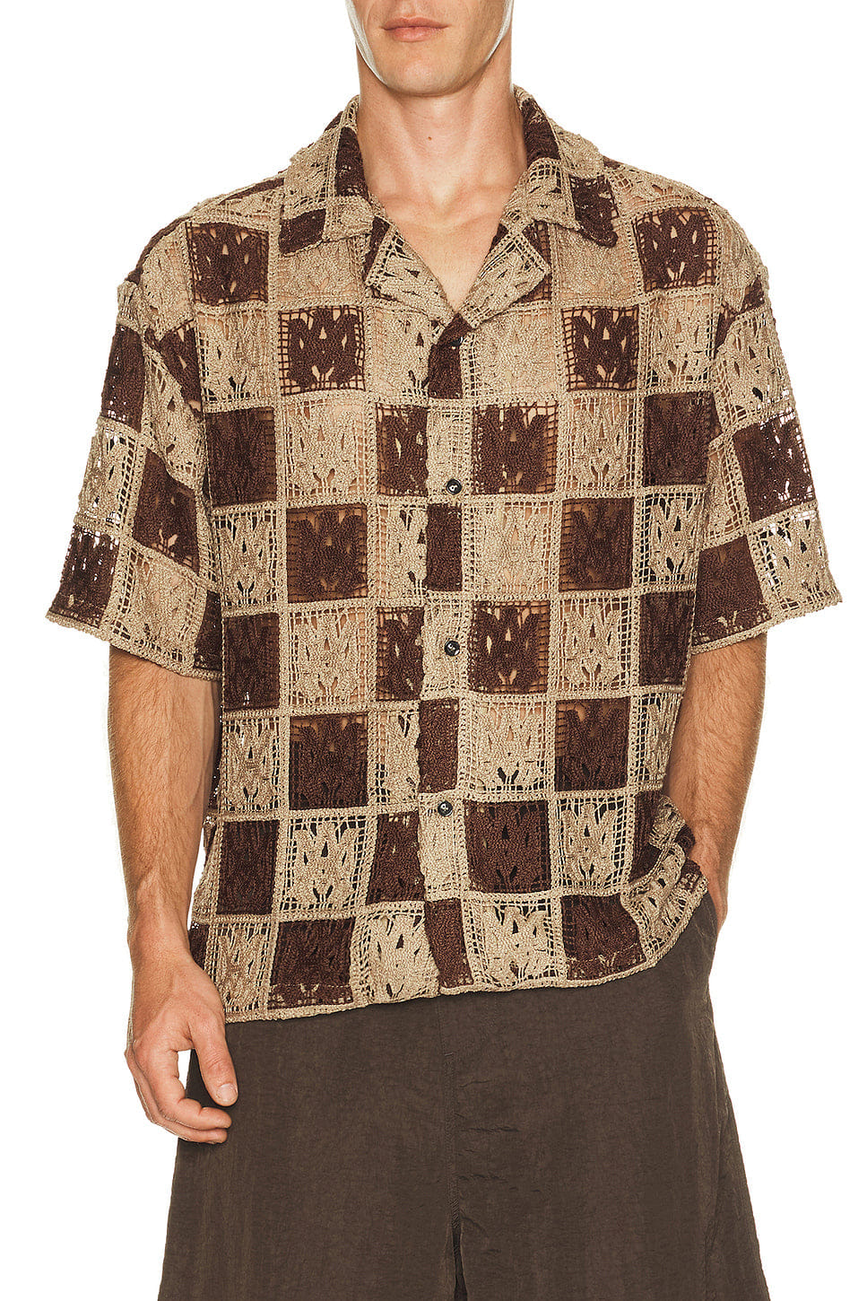 Amiri MA Check Lace Camp Shirt