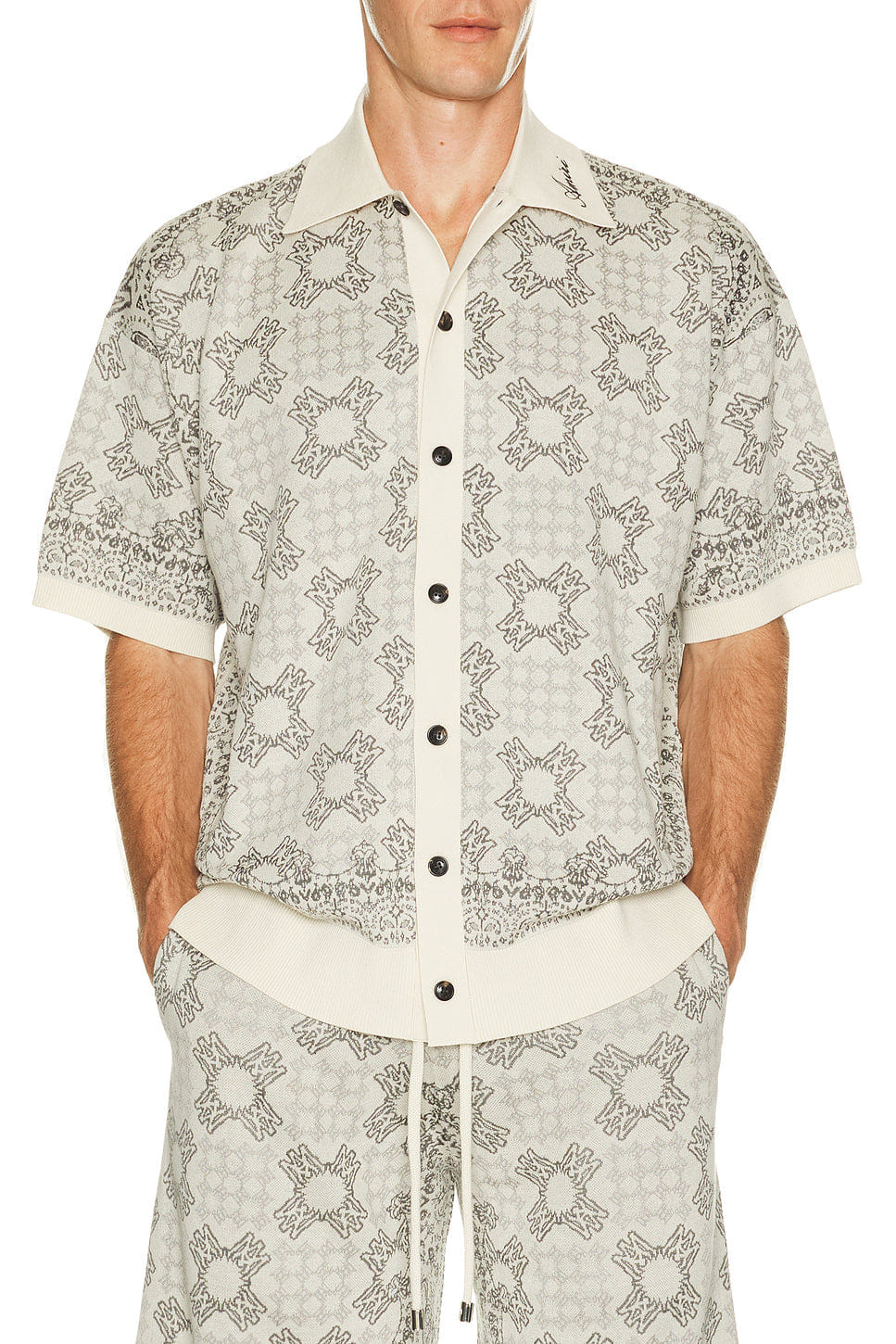 Amiri MA Quad Check Mesh Knit Shirt