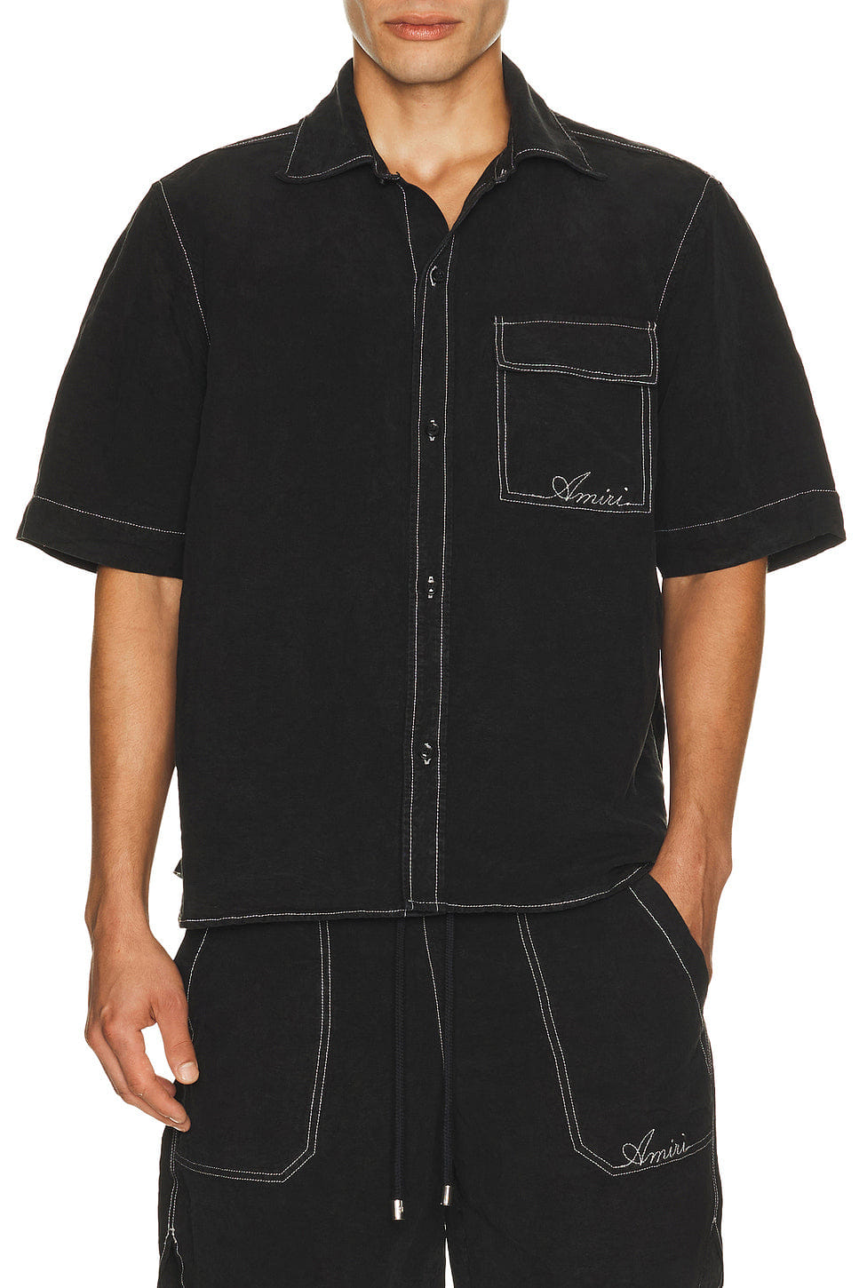 Amiri Script Linen Shirt