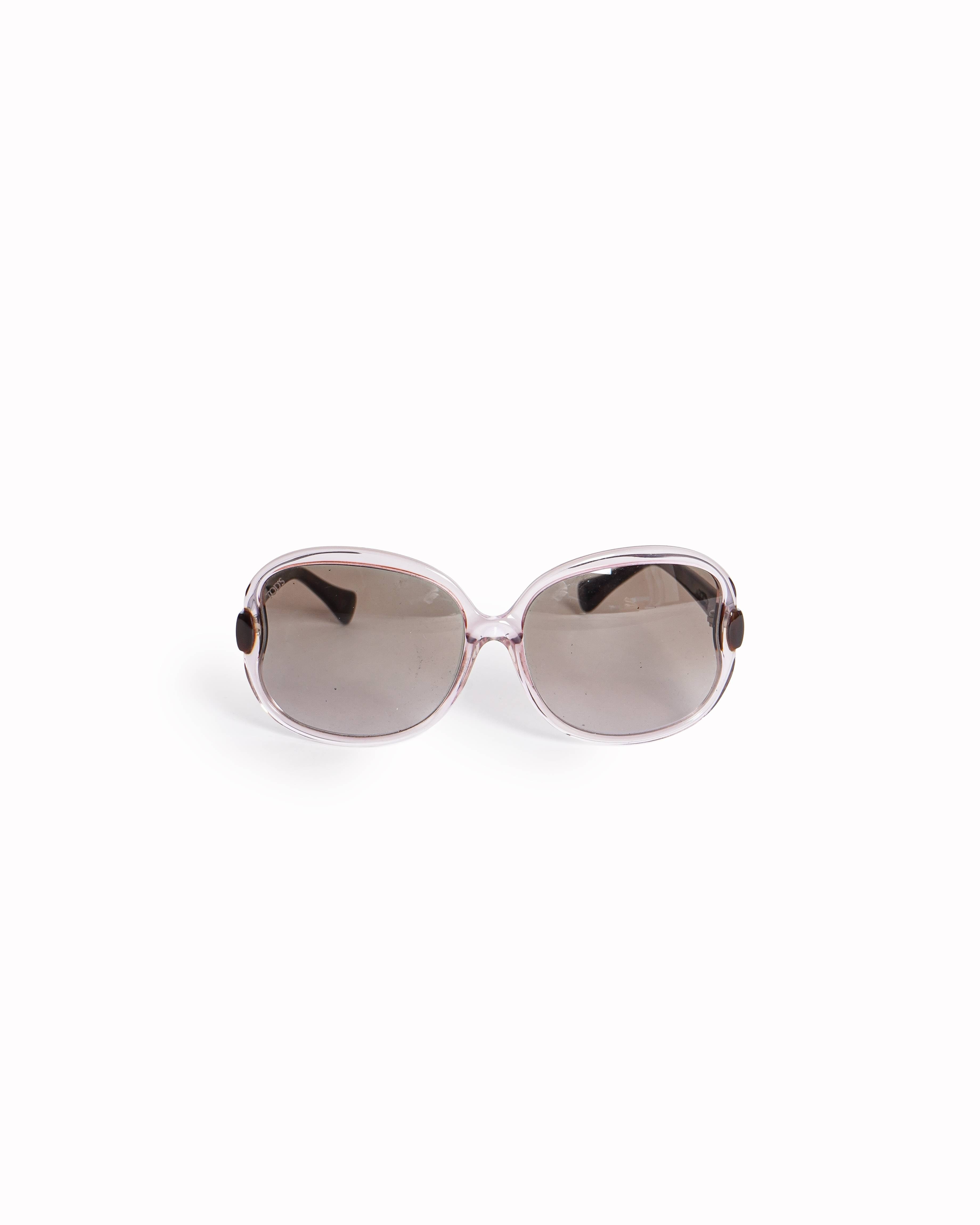 Tod's Translucent Blush Pink Round Oversized Sunglasses