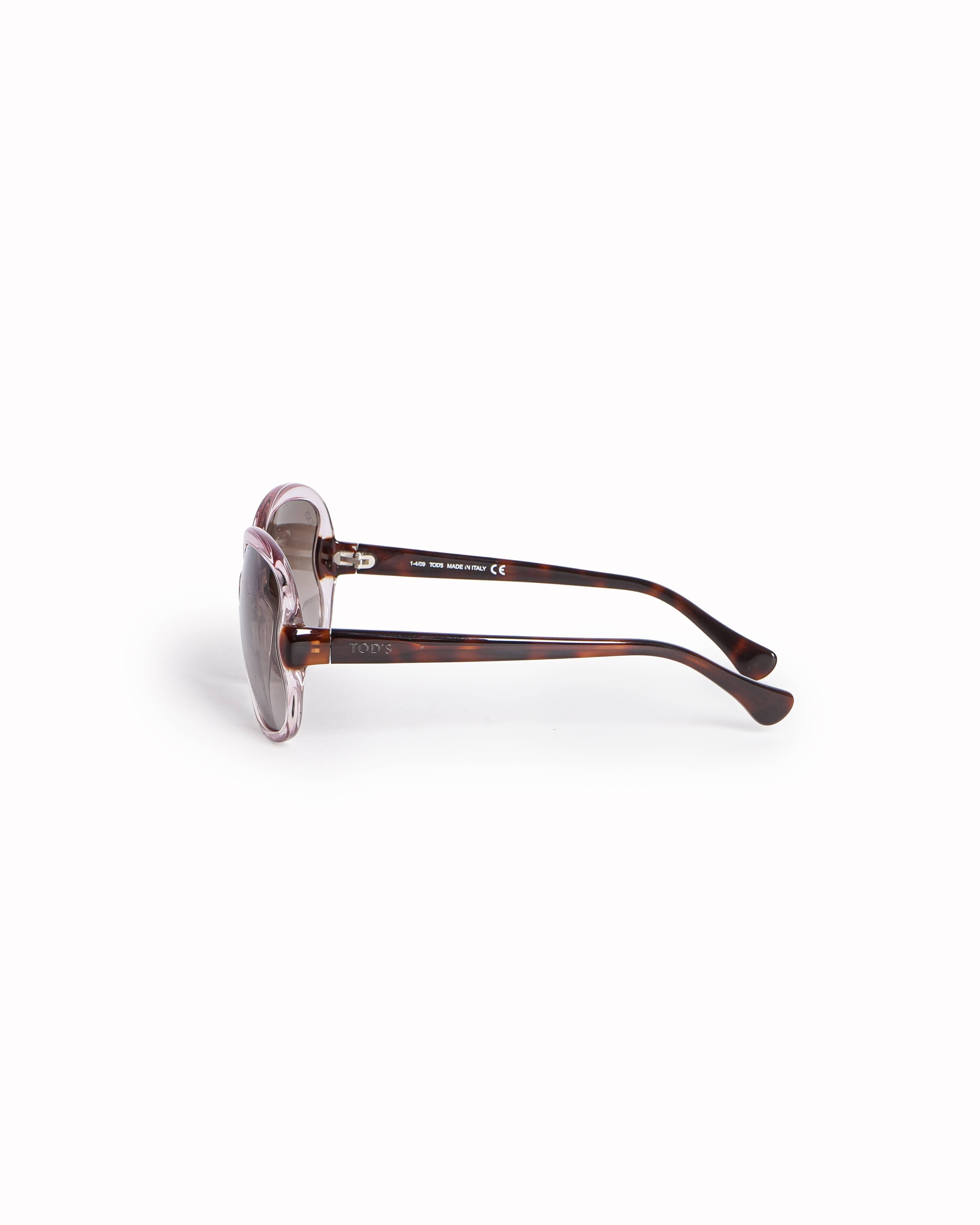 Tod's Translucent Blush Pink Round Oversized Sunglasses