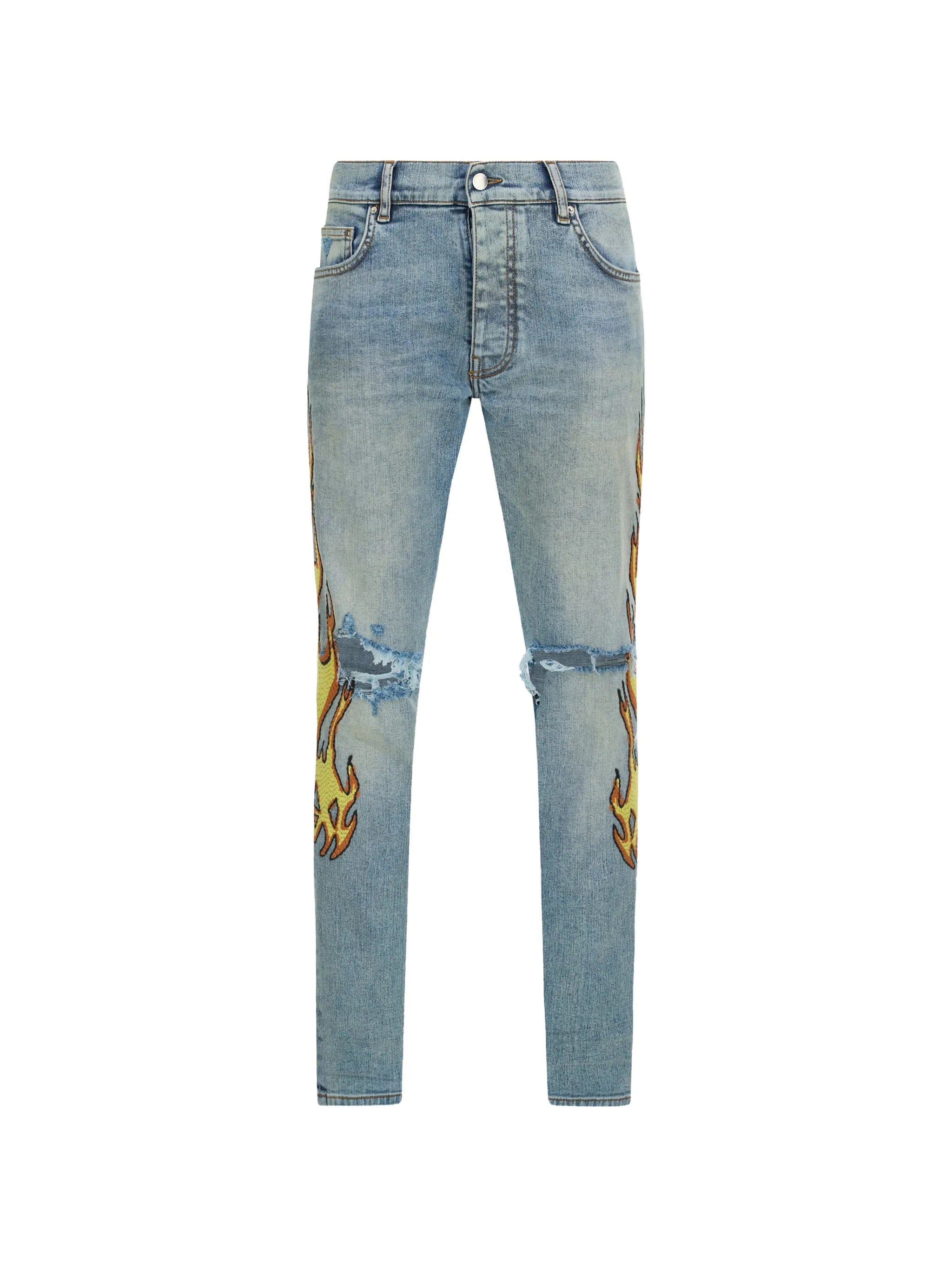 AMIRI flames emb skinny jeans