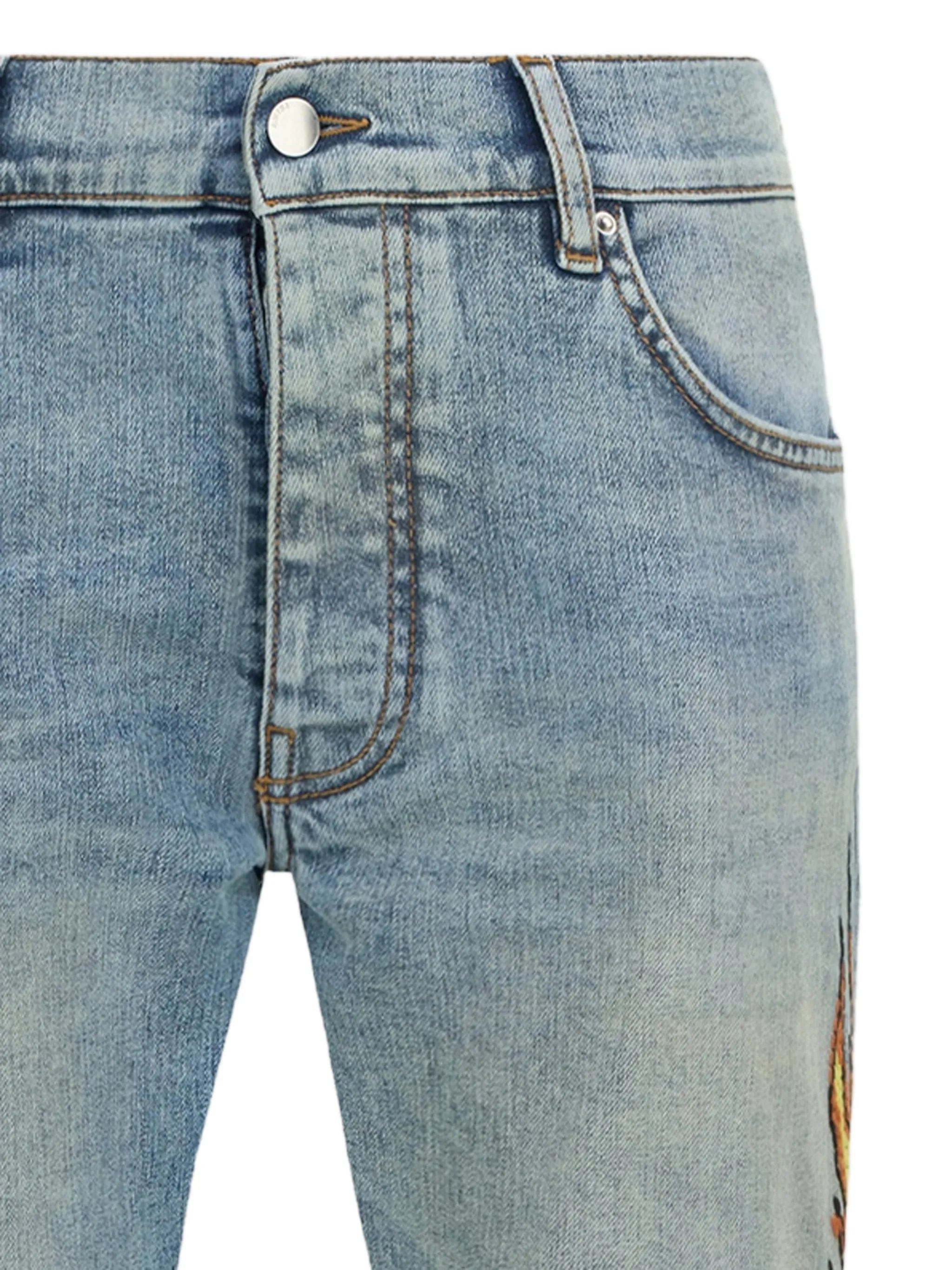AMIRI flames emb skinny jeans