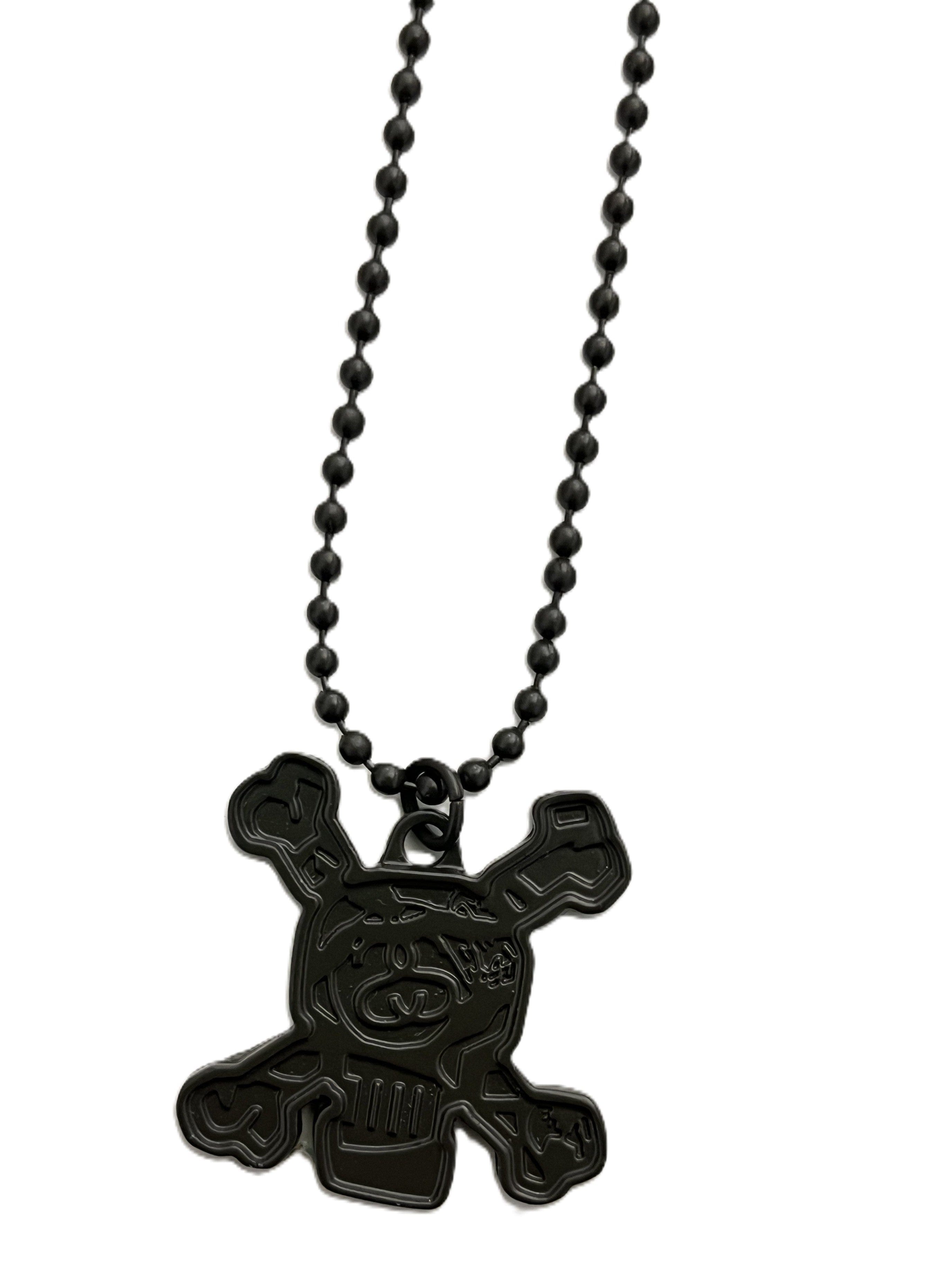 Stussy Bone Skull Pendant Necklace (Black)