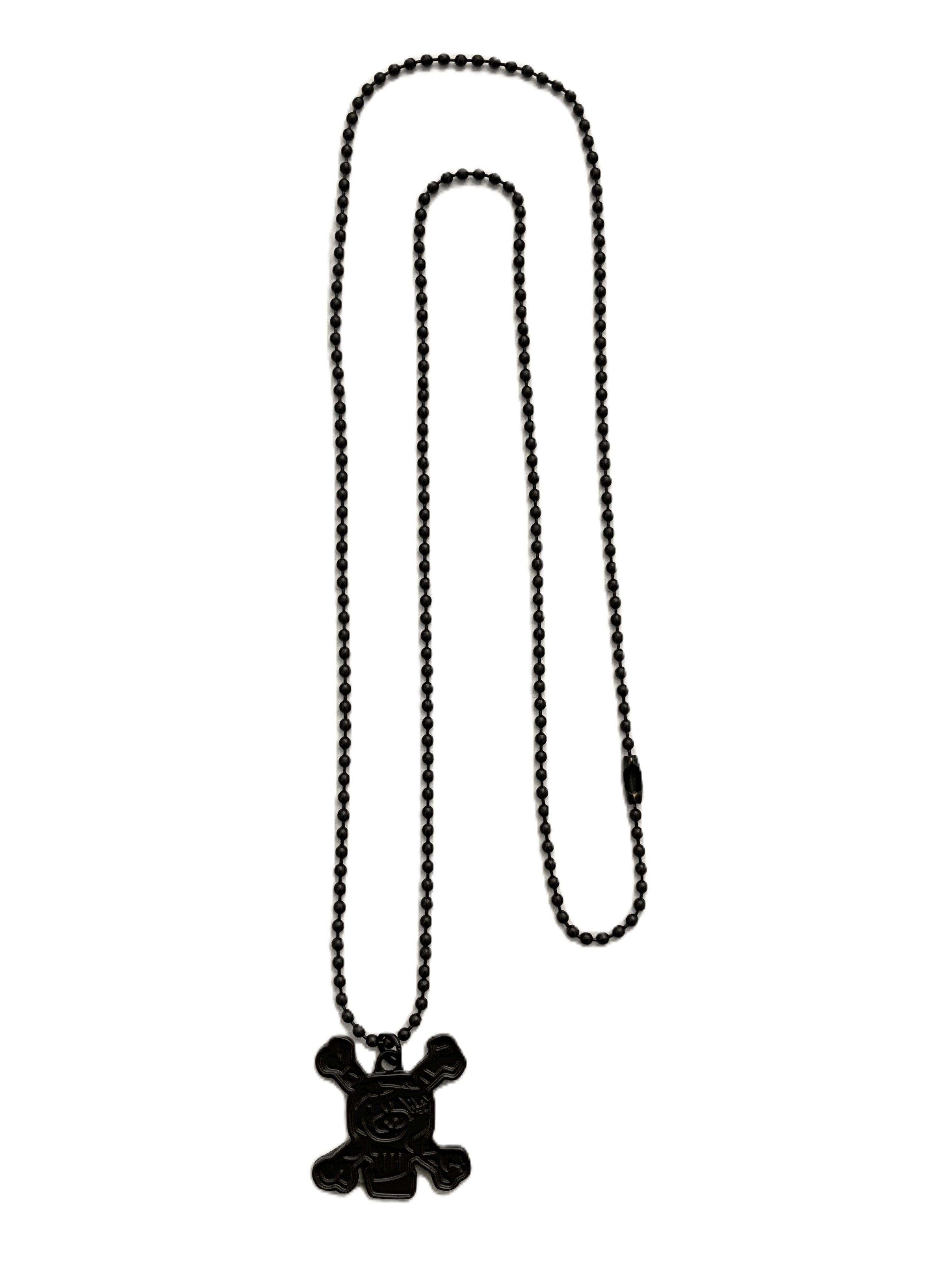 Stussy Bone Skull Pendant Necklace (Black)
