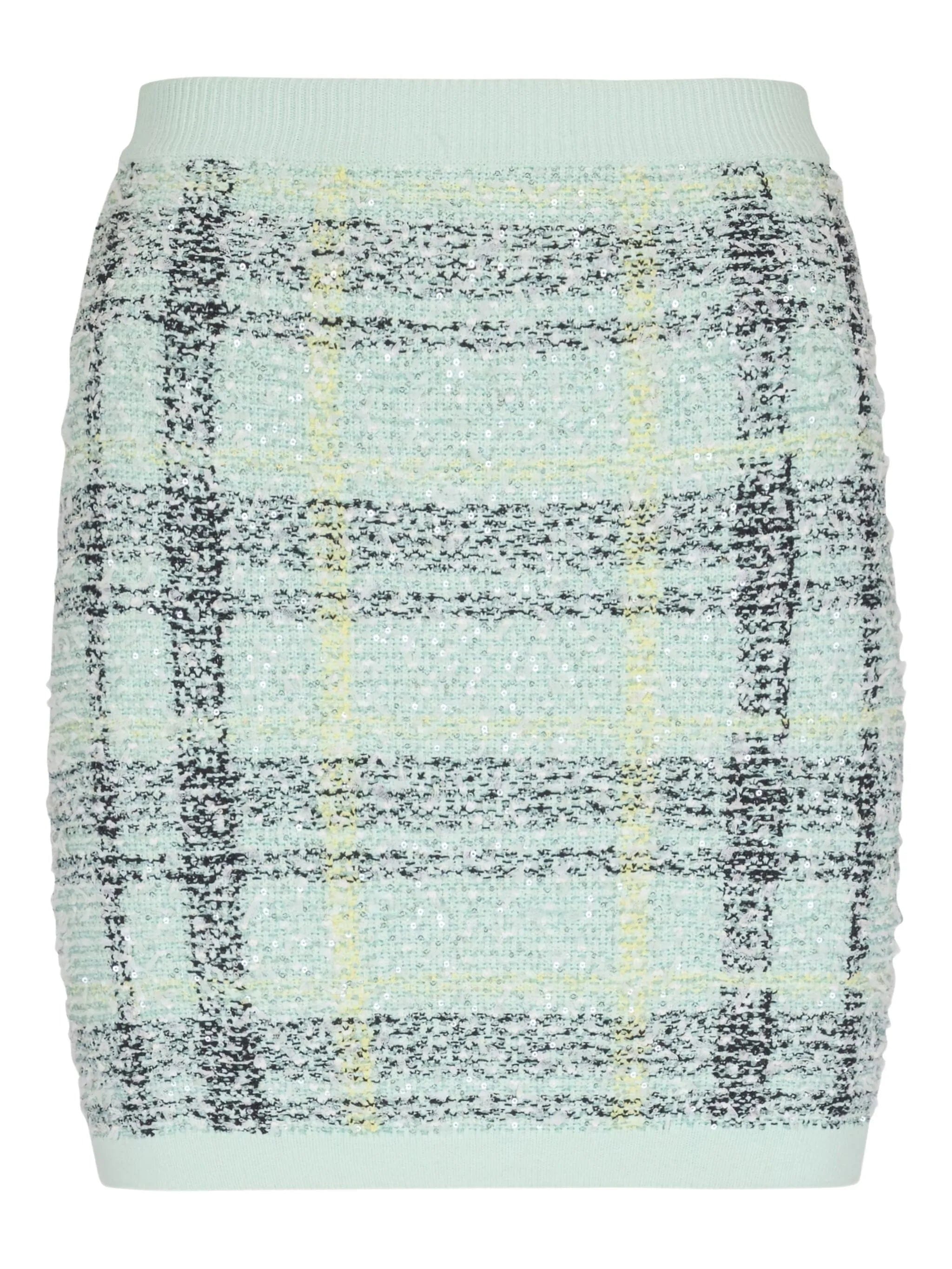 Balmain mini glitter plaid tweed skirt
