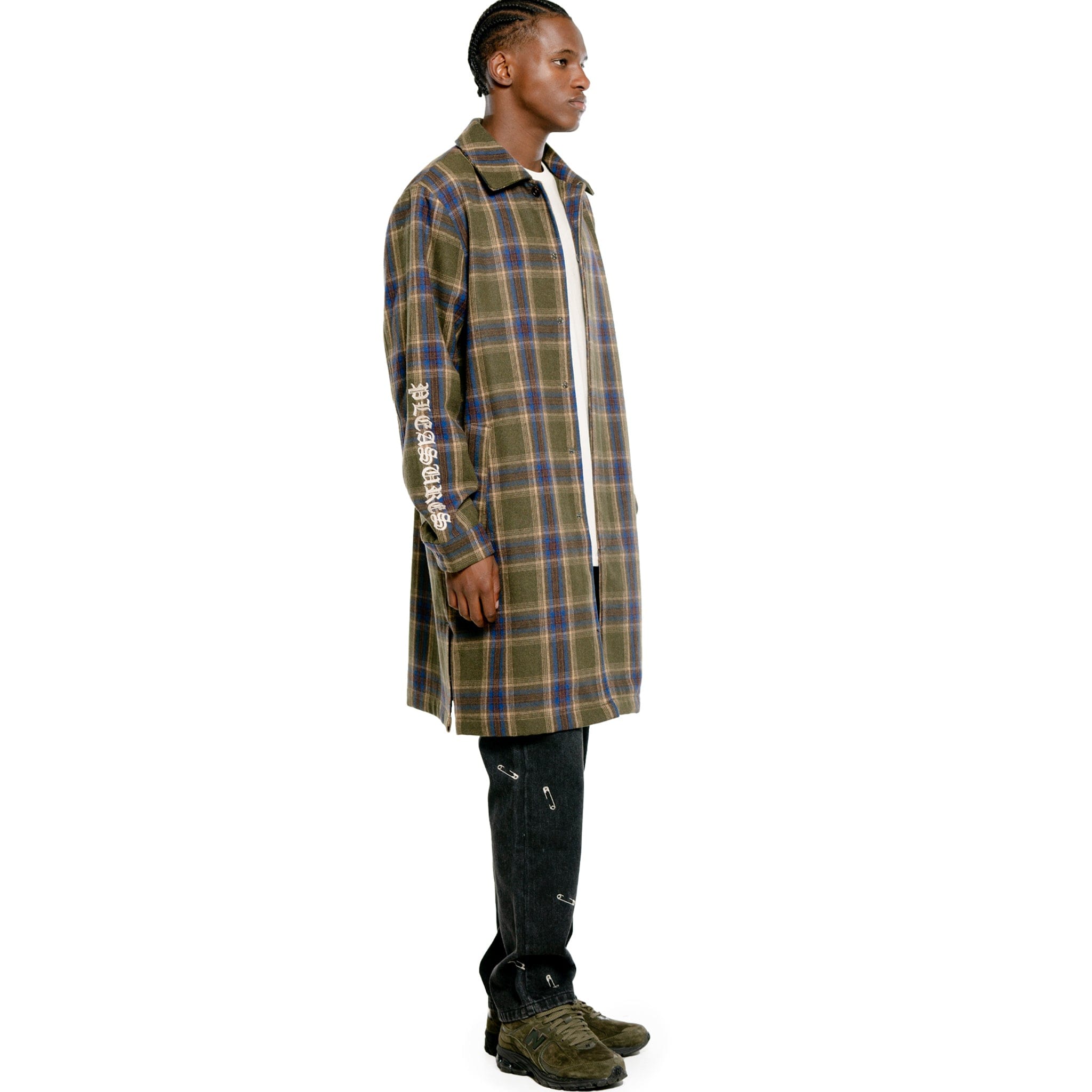 Pleasures SOUL PLAID TRENCH (Green)