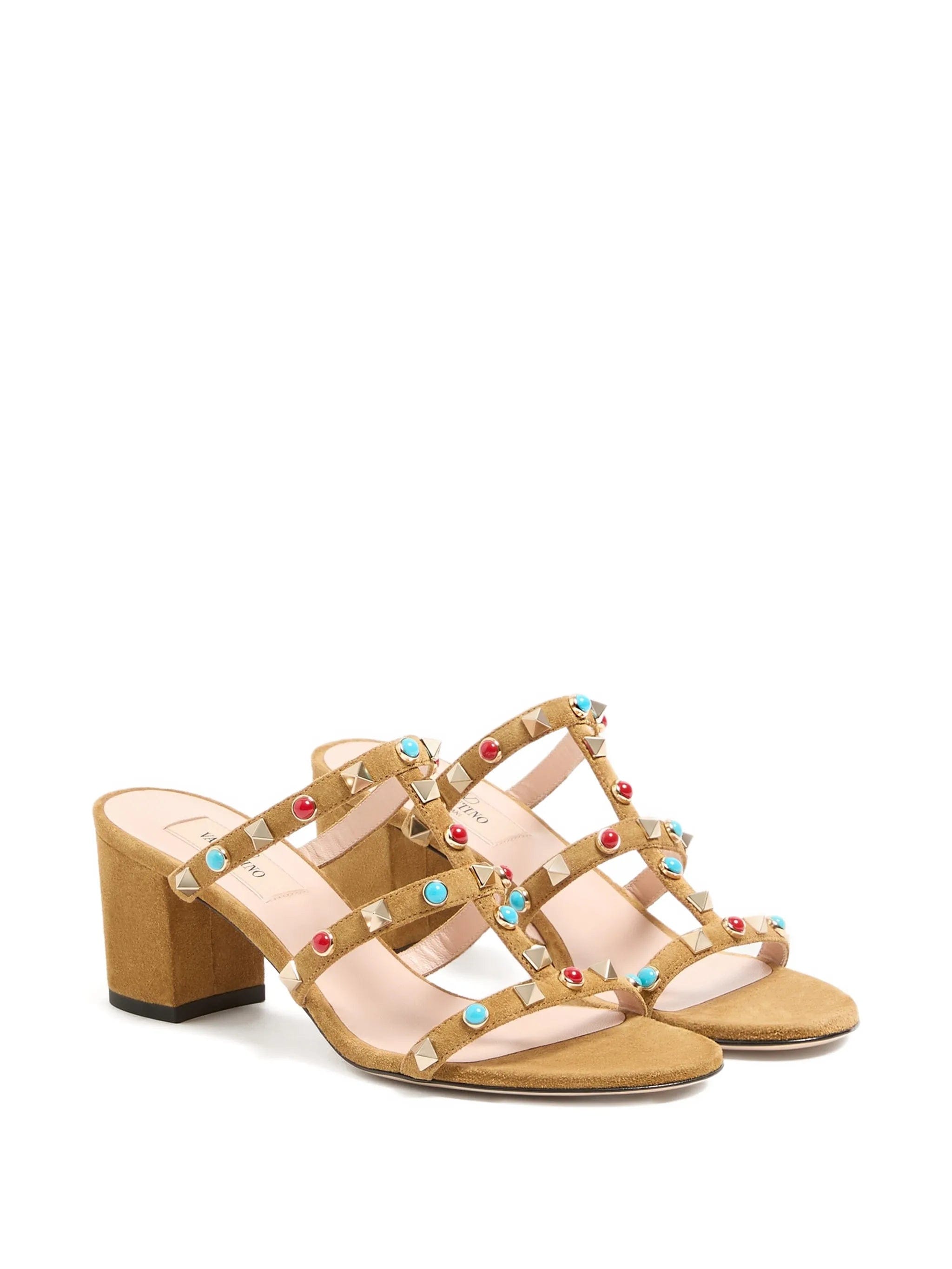 Valentino Garavani Rockstud cabochon - embellished leather sandals