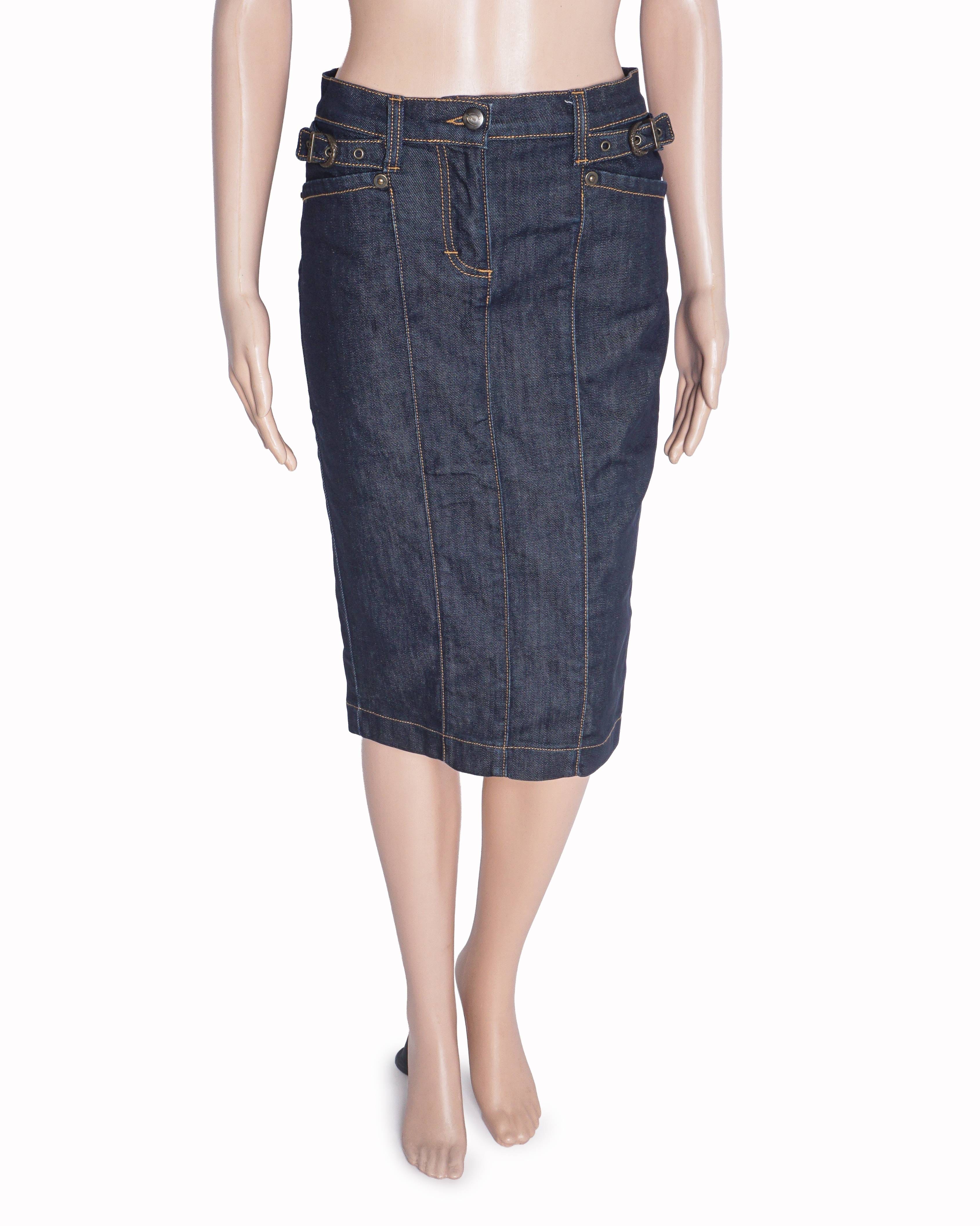 Just Cavalli Dark Wash Denim Pencil Skirt