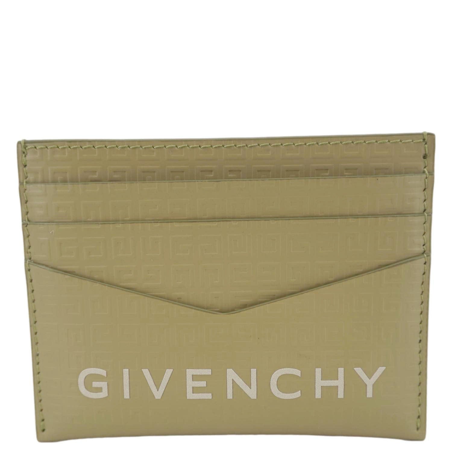 GIVENCHY 4 g Micro Calfskin Leather Card Holder Khaki