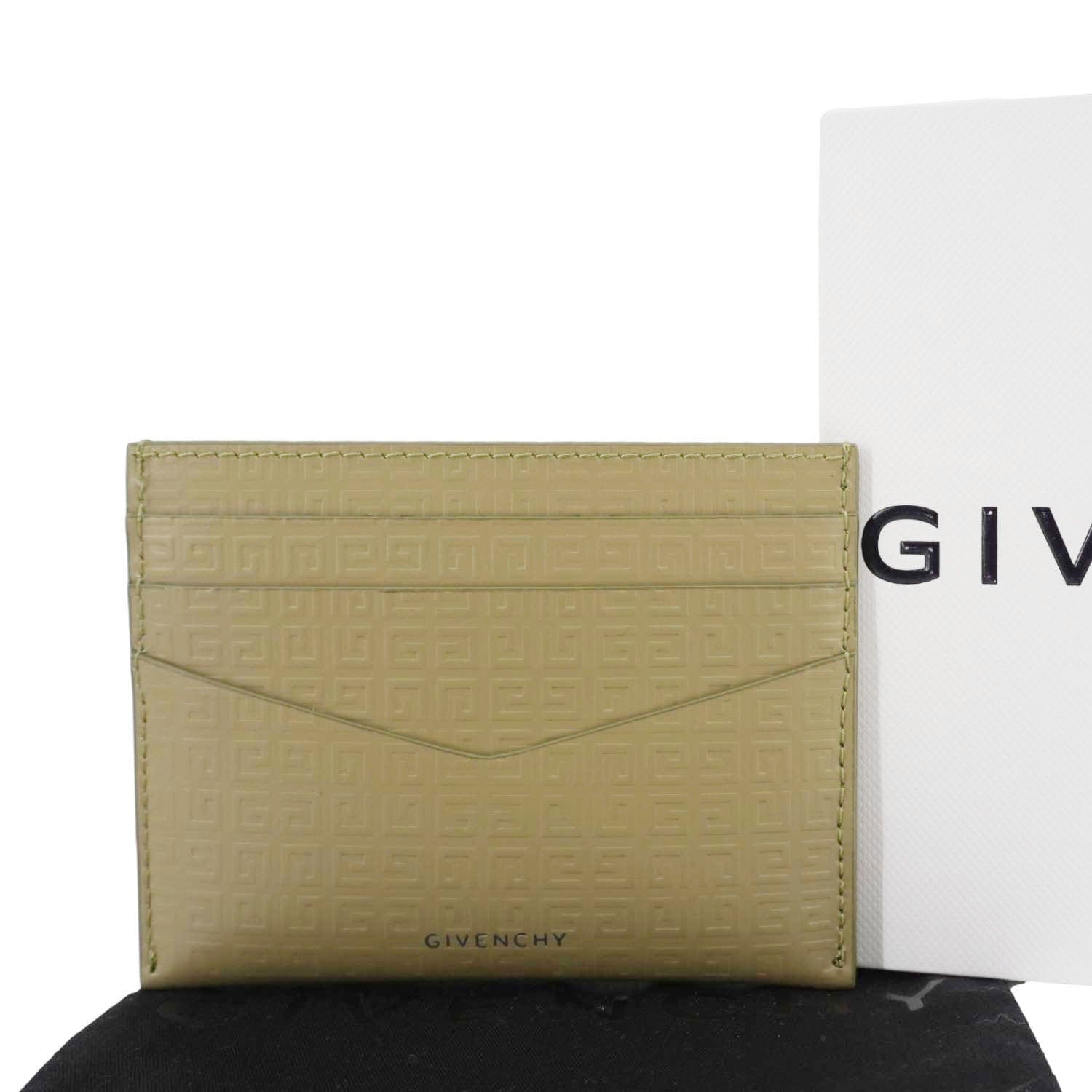 GIVENCHY 4 g Micro Calfskin Leather Card Holder Khaki