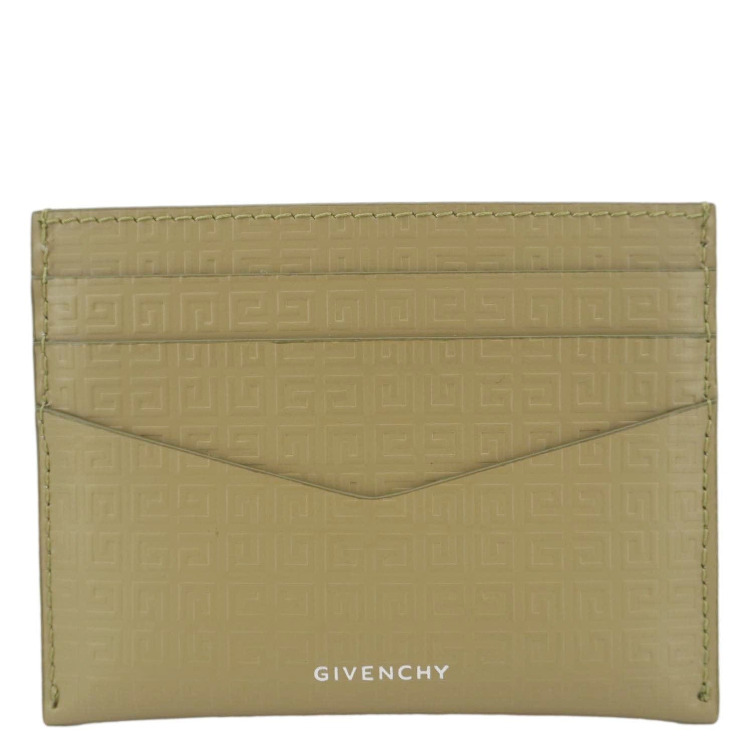 GIVENCHY 4 g Micro Calfskin Leather Card Holder Khaki