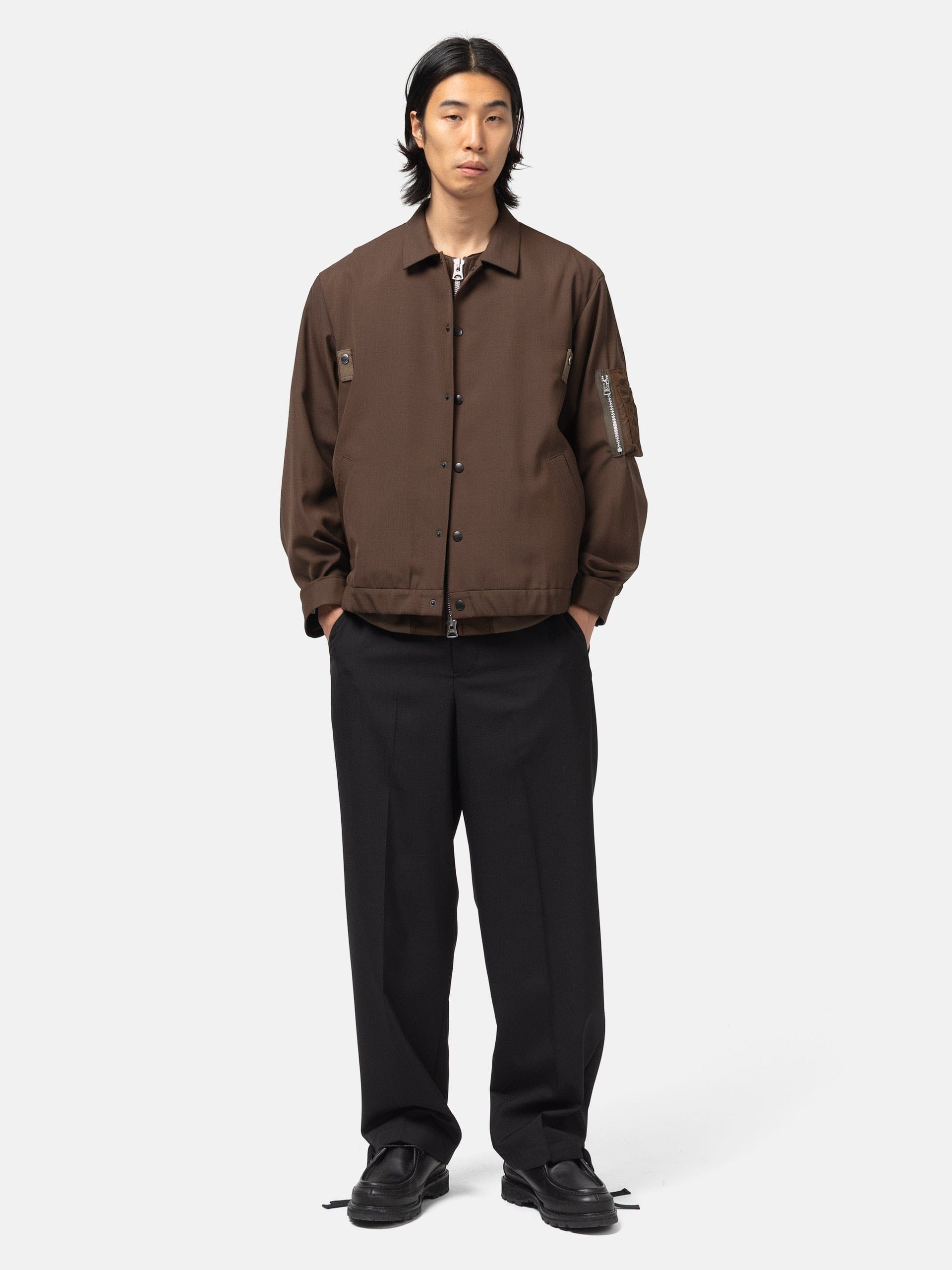 Sacai Suiting x Nylon Twill Blouson Brown