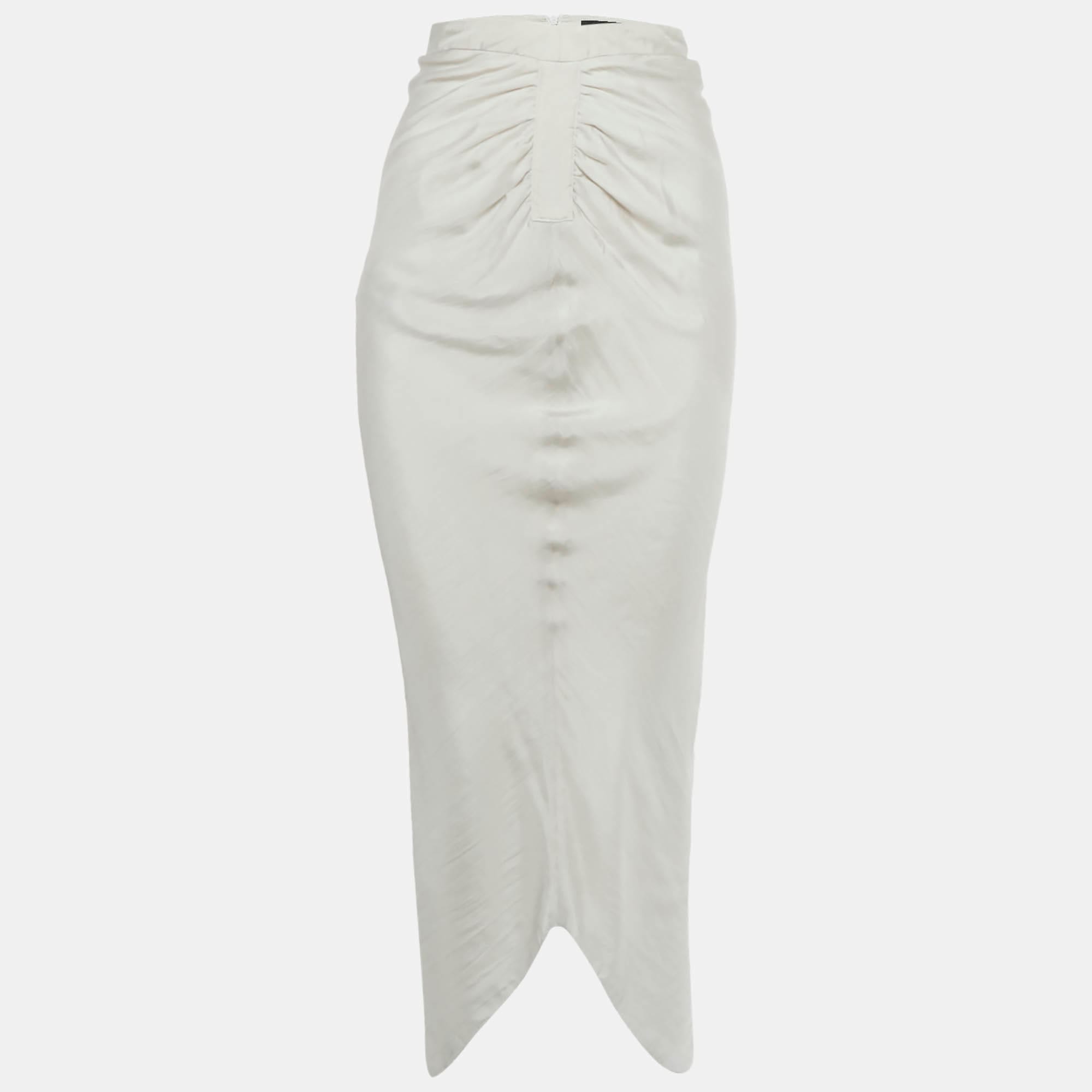 Emporio Armani Grey Silk Asymmetric Skirt