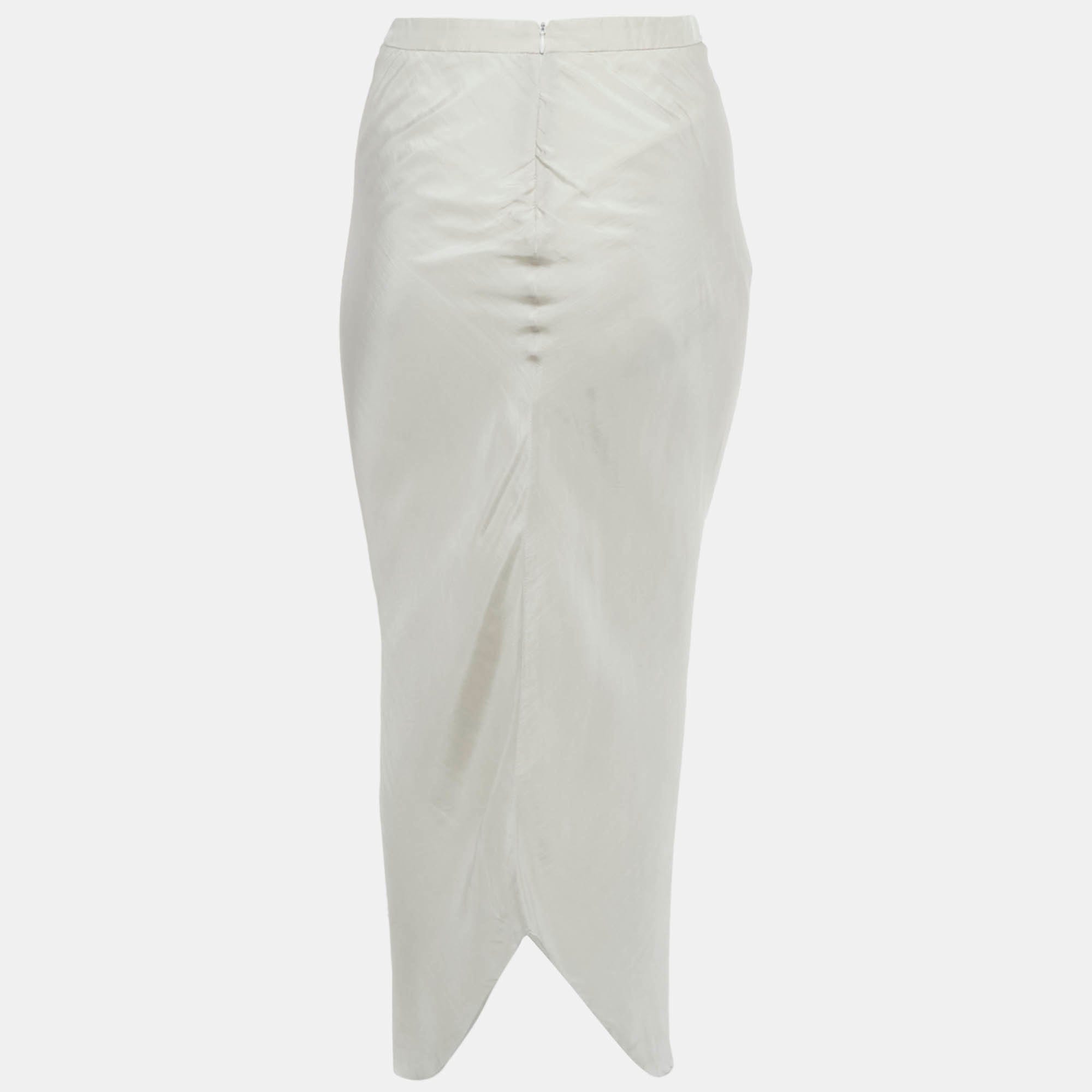 Emporio Armani Grey Silk Asymmetric Skirt