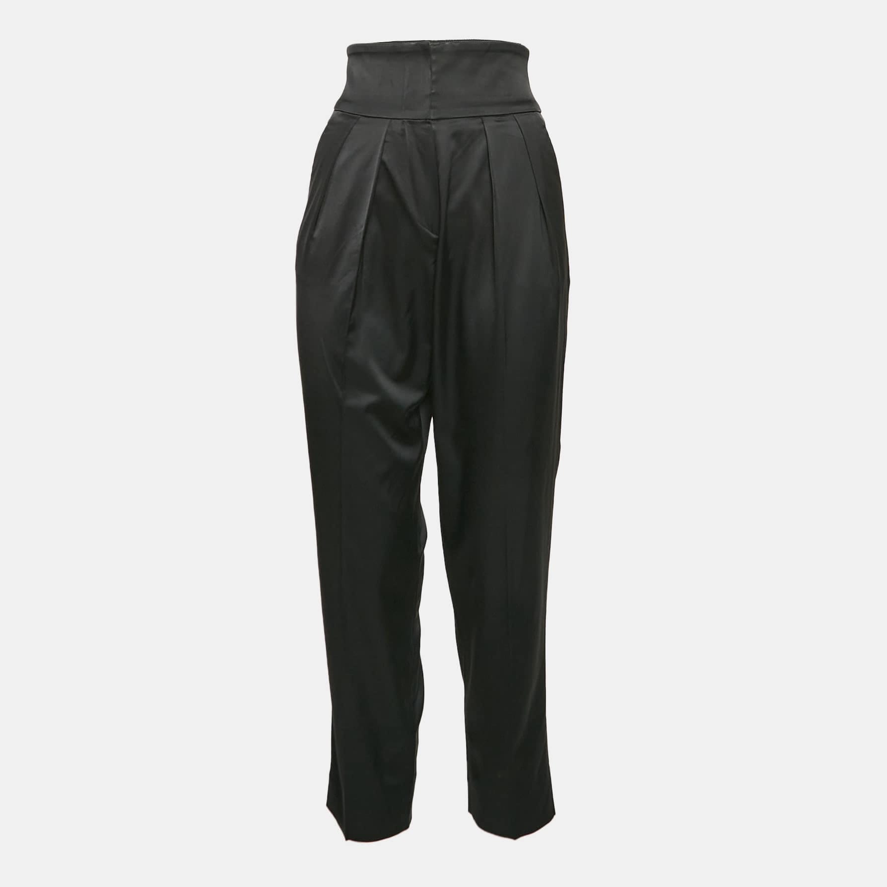 Emporio Armani Black Satin Pleated Trousers