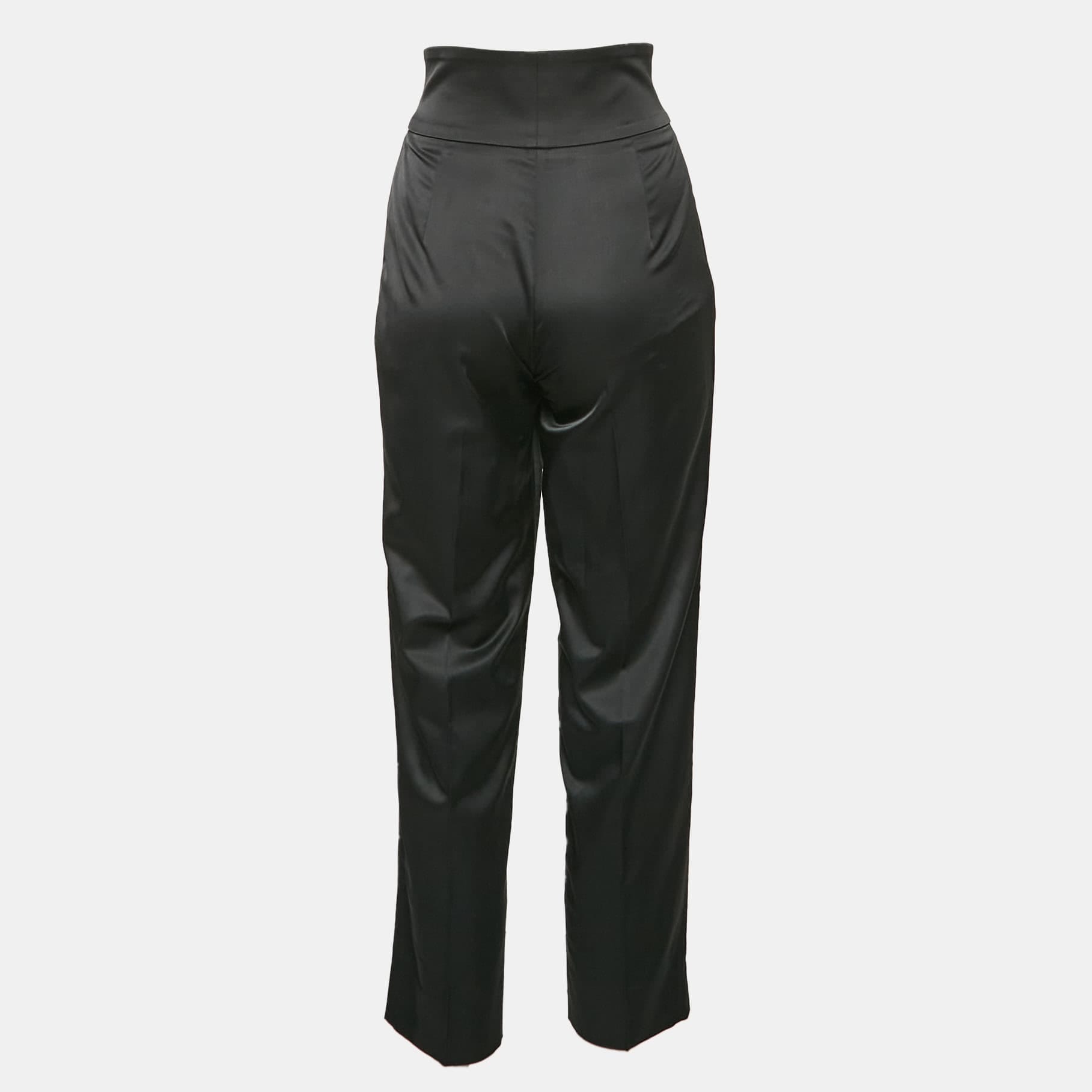 Emporio Armani Black Satin Pleated Trousers