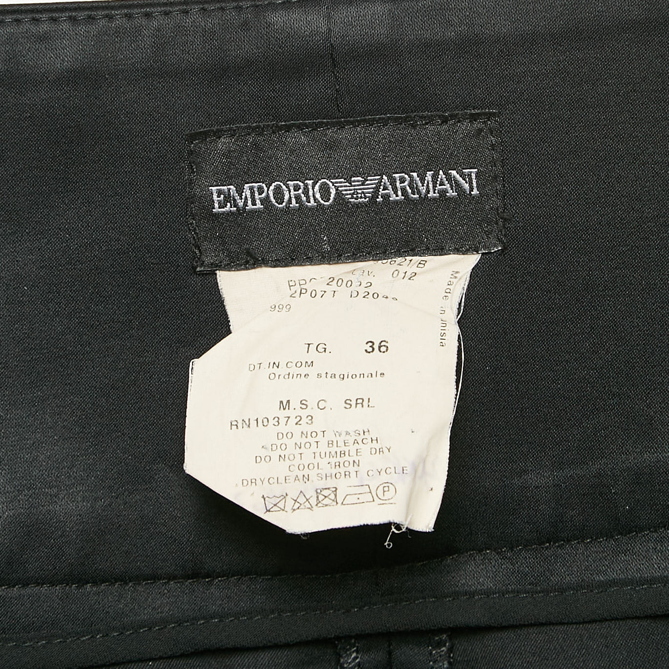 Emporio Armani Black Satin Pleated Trousers