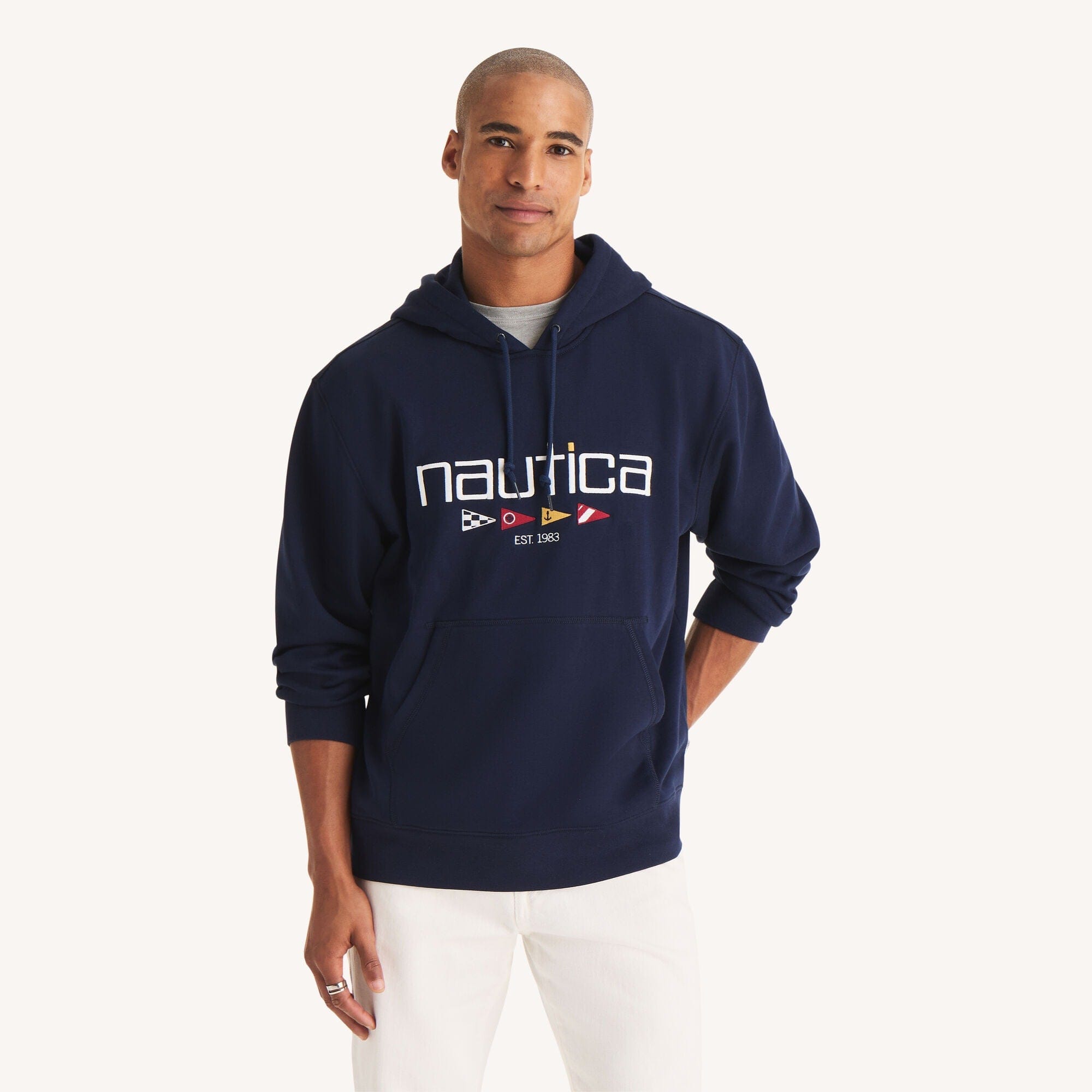 Nautica Mens Relaxed Fit Embroidered Fleece Hoodie