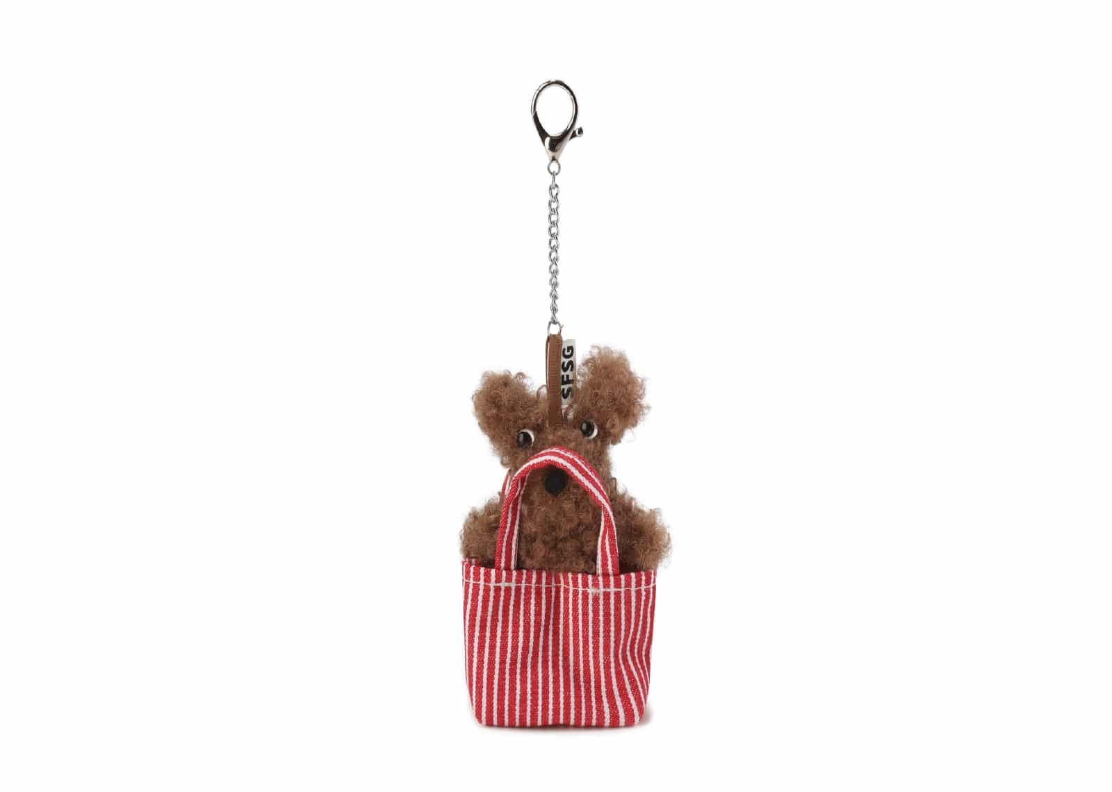 SFSG Stripe Handbag Mini Scarwled Puppy Key Chain Red brown SFG4EAC015