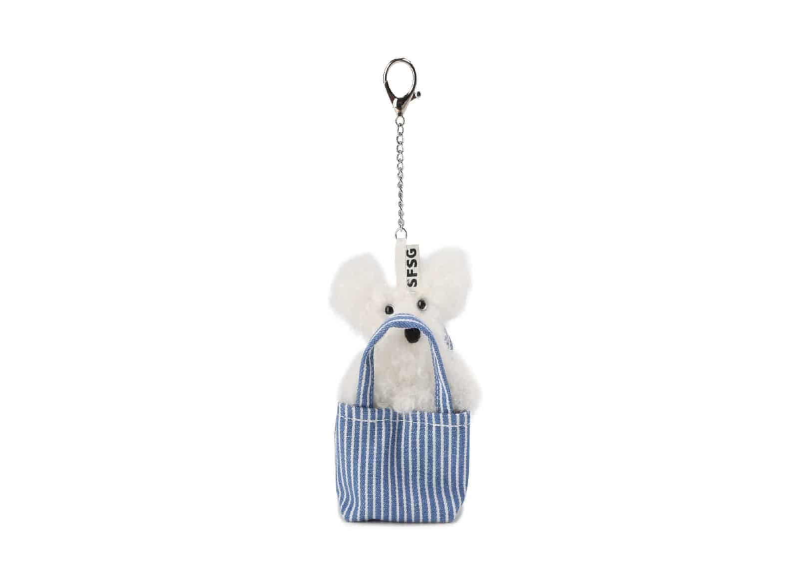 SFSG Stripe Handbag Mini Scrawled Puppy Key Chain Blue White SFG4EAC016